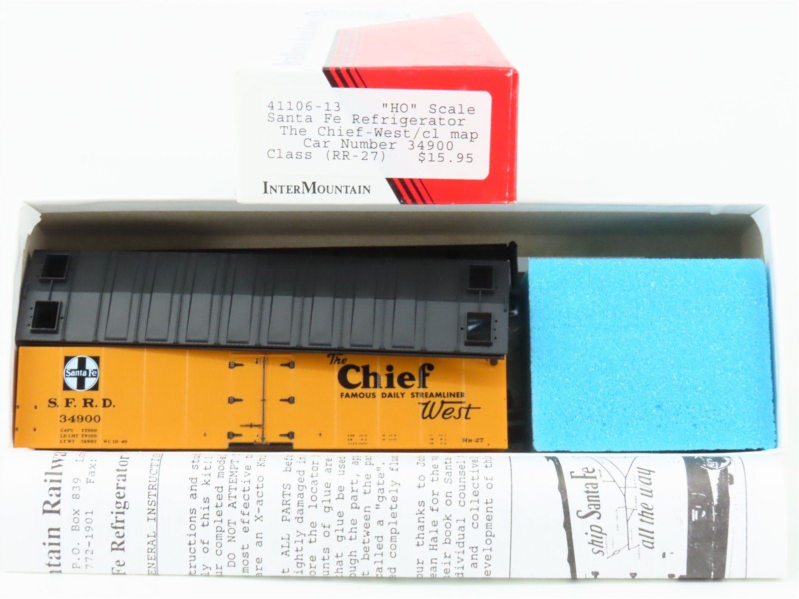 HO Scale InterMountain Kit 41106-13 SFRD Santa Fe Chief West/Map Reefer #34900
