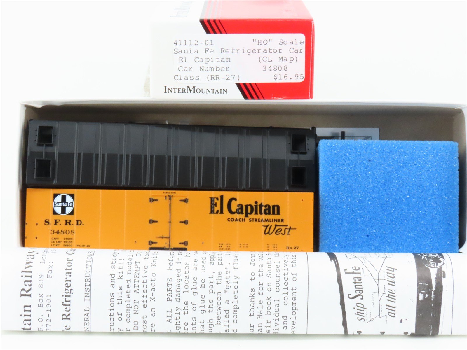 HO Scale InterMountain Kit 41112-01 SFRD Santa Fe El Capitan/Map Reefer #34808