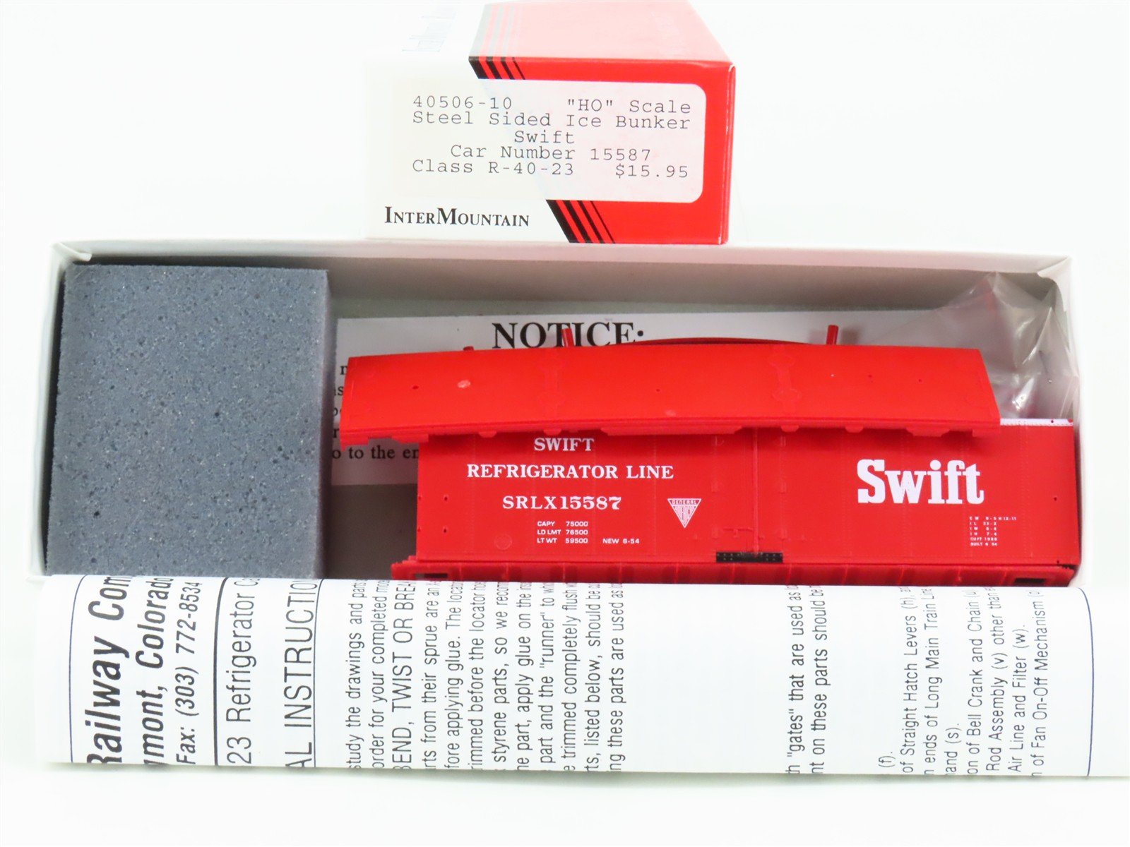 HO InterMountain Kit 40506-10 SRLX Swift Steel Sided Ice Bunker Reefer #15587