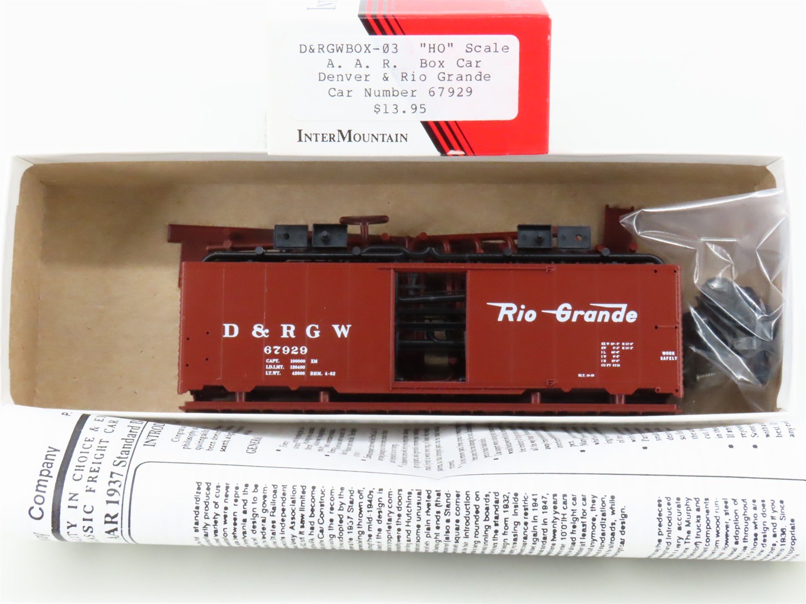 HO Scale InterMountain Kit D&RGWBOX-03 D&RGW Rio Grande Box Car #67929