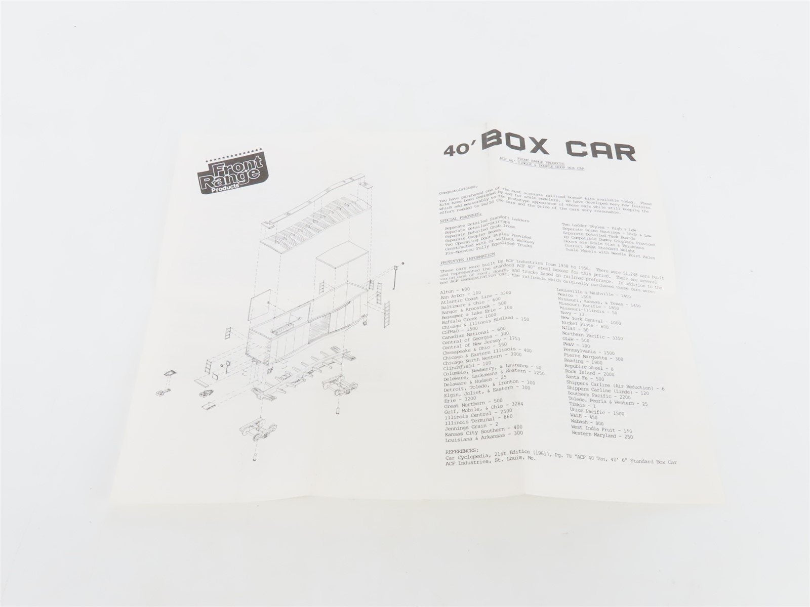 HO Scale Front Range Kit #4070 Undecorated 40' Single Door Box Car