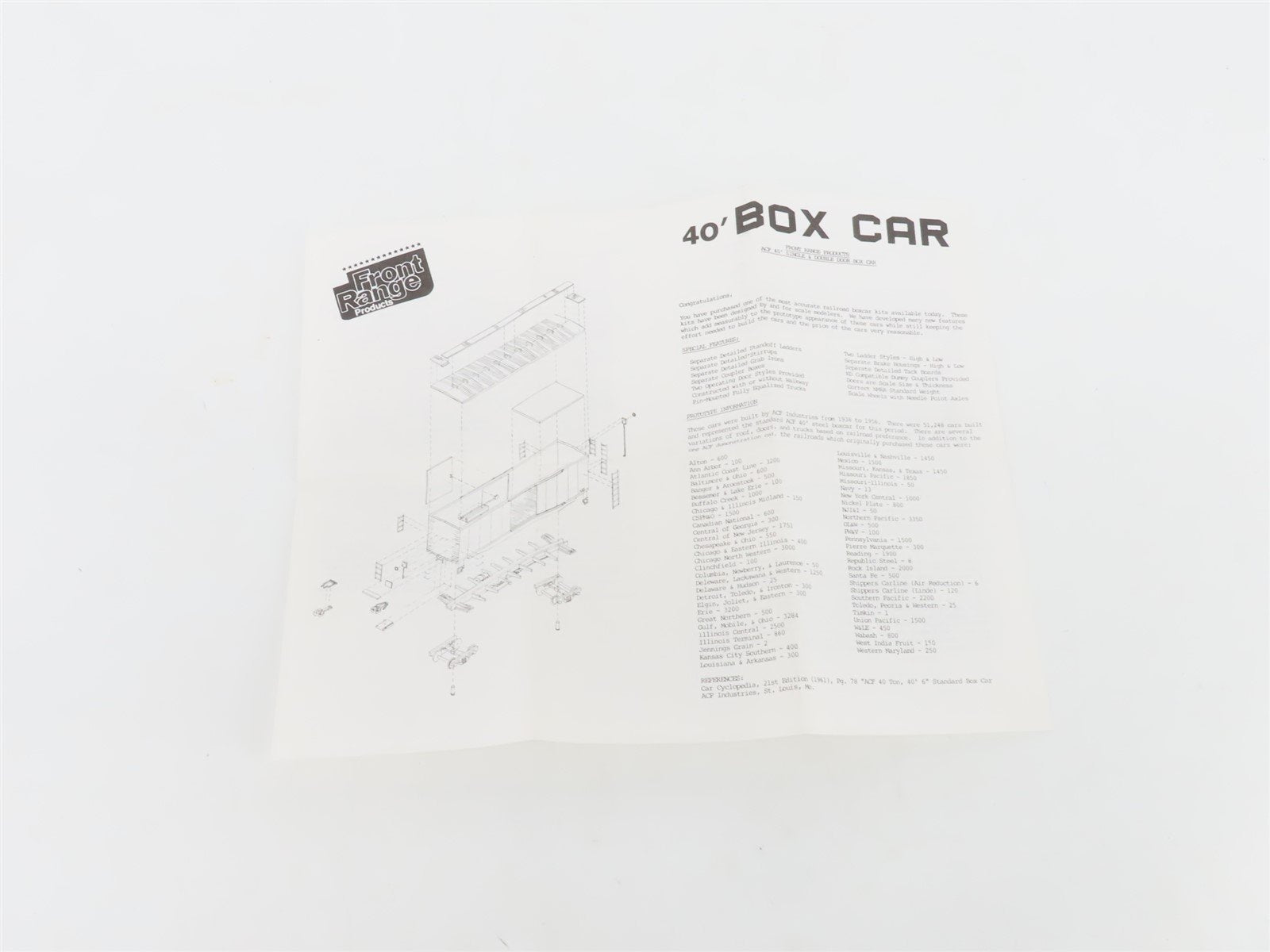 HO Scale Front Range Kit #4070 Undecorated 40' Single Door Box Car
