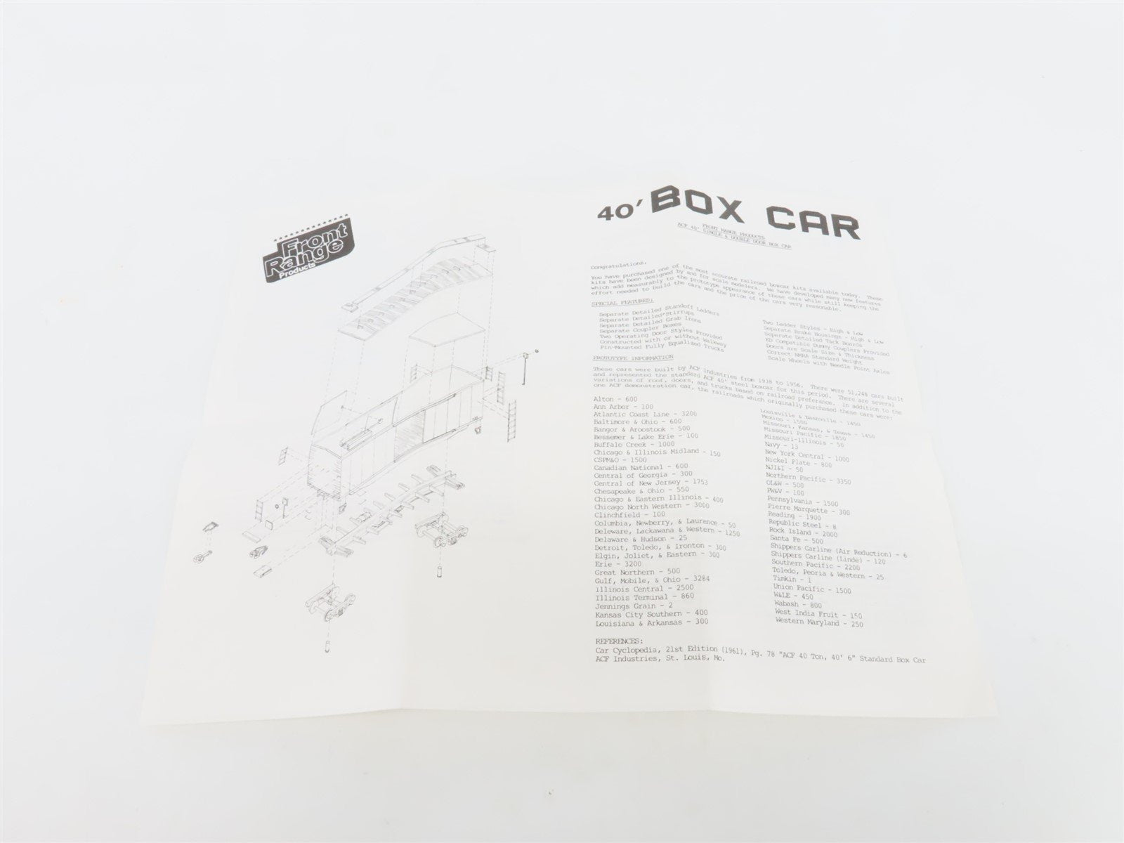 HO Scale Front Range Kit #4070 Undecorated 40' Single Door Box Car