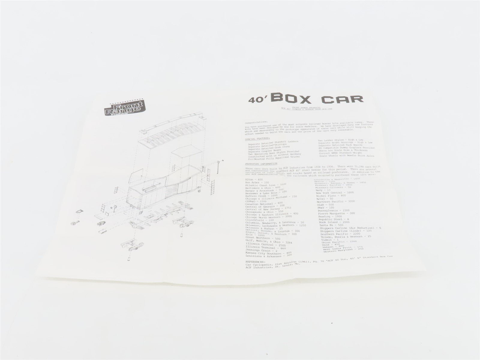 HO Scale Front Range Kit #4070 Undecorated 40' Single Door Box Car