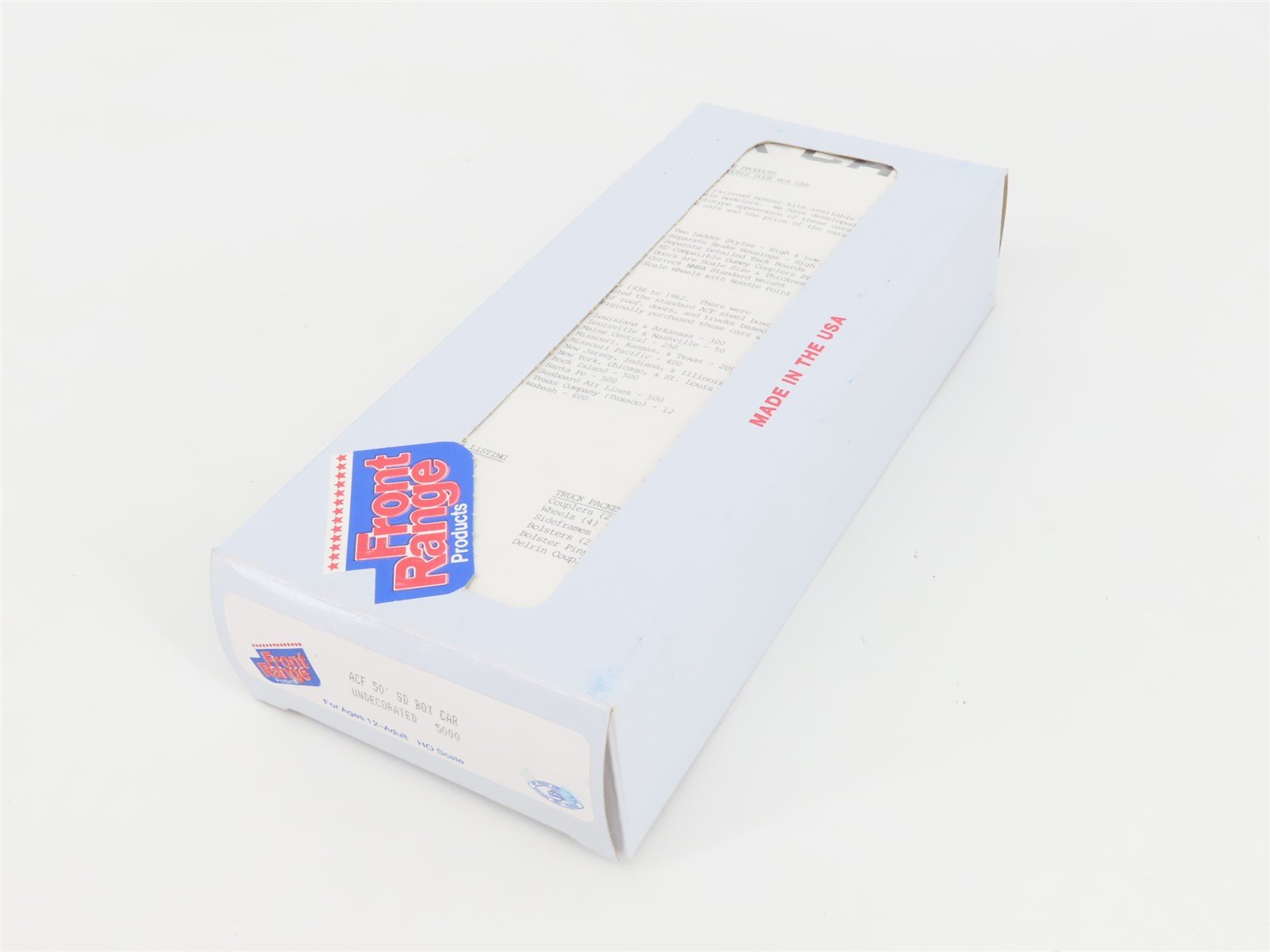 HO Scale Front Range Kit #5000 Undecorated 50' Single Door Box Car