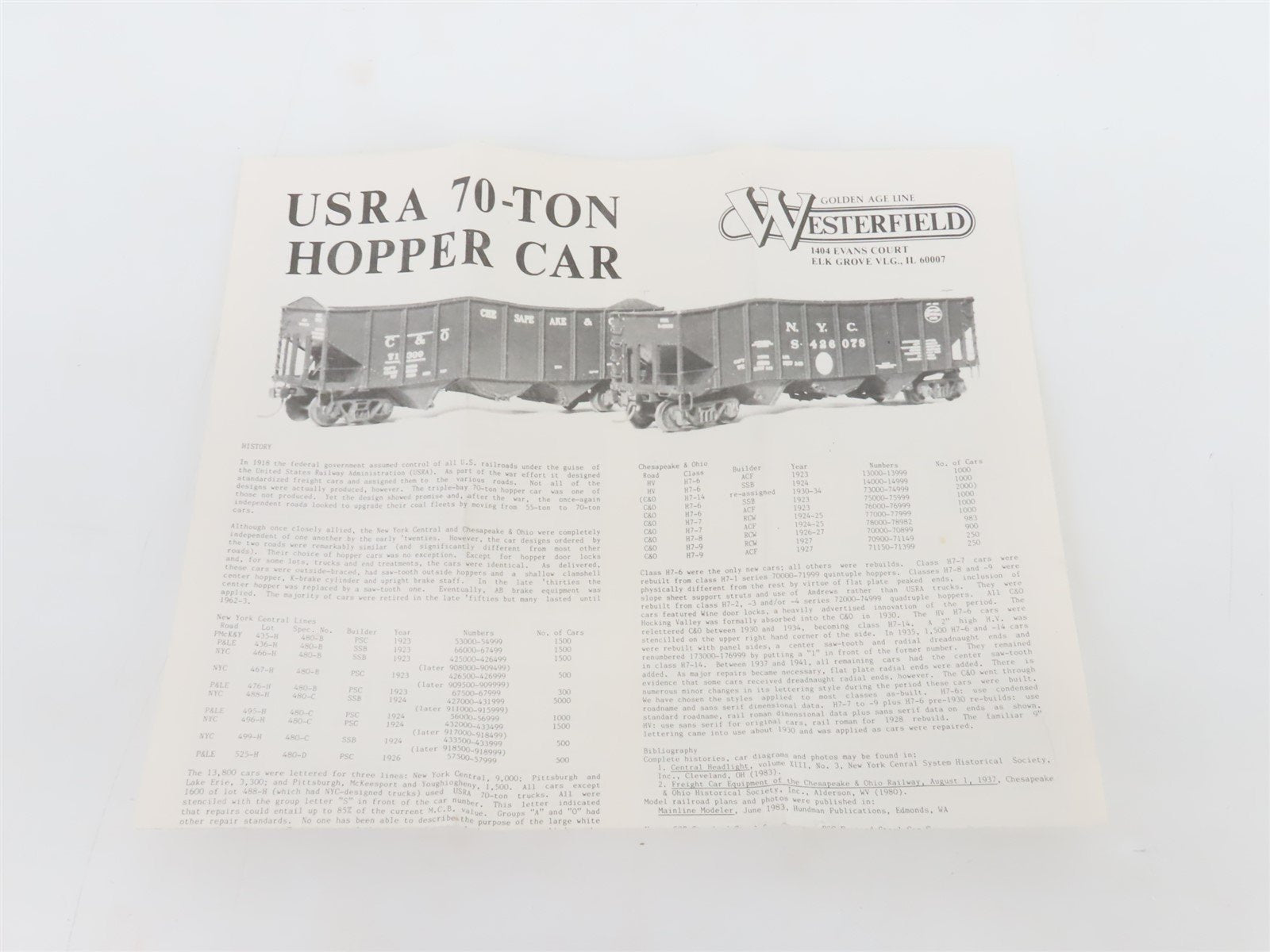 HO Scale Westerfield Kit 2102 HV Hocking Valley Railroad 70-Ton Hopper