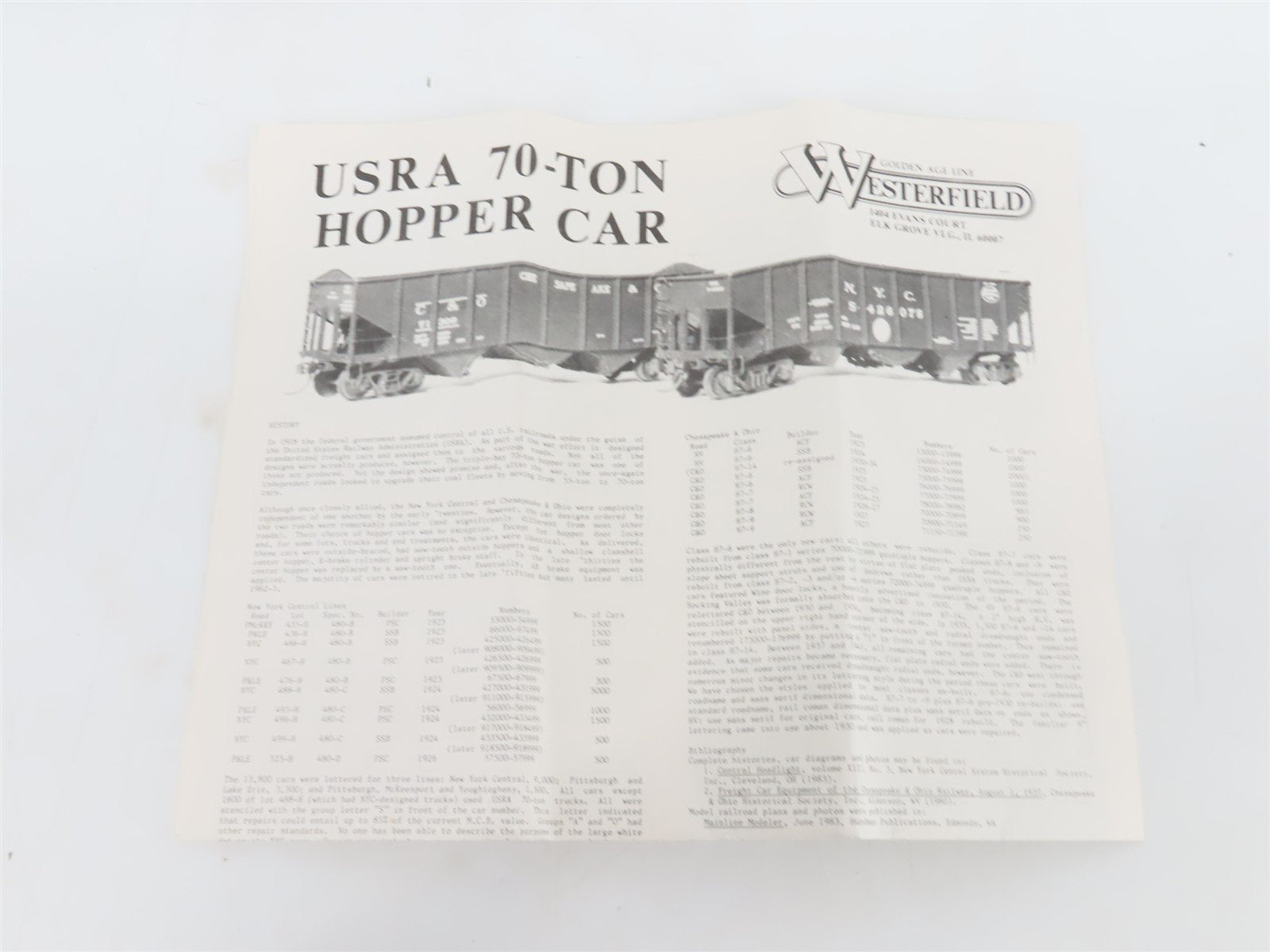 HO Scale Westerfield Kit 2101 C&O Chesapeake & Ohio Railroad 70-Ton Hopper