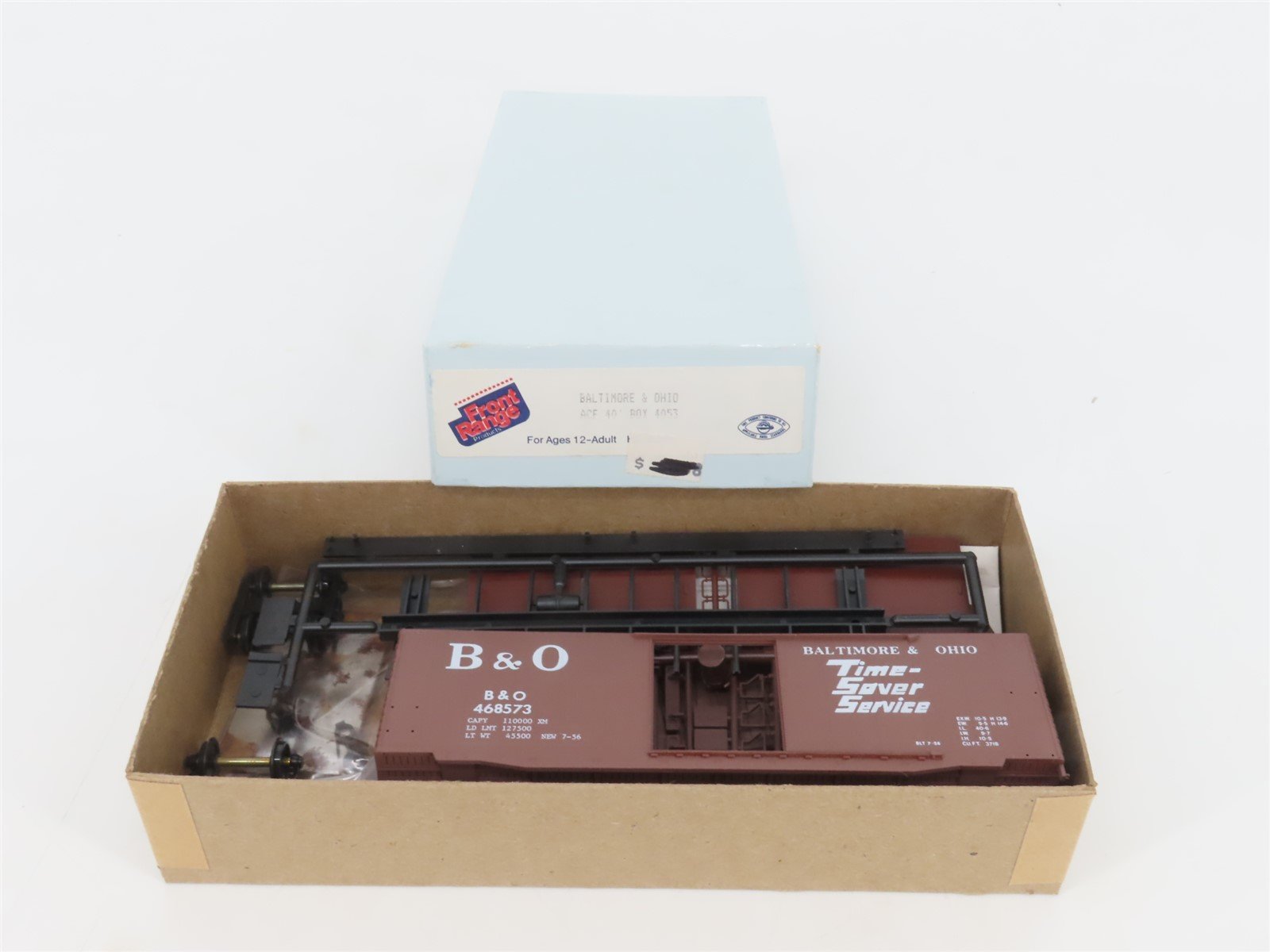 HO Scale Front Range Kit 4053 B&O Baltimore & Ohio 40' Box Car #468573