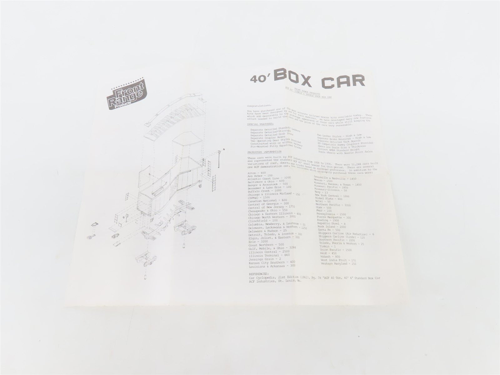 HO Scale Front Range Kit 4097 B&O Baltimore & Ohio 40' Box Car #464500