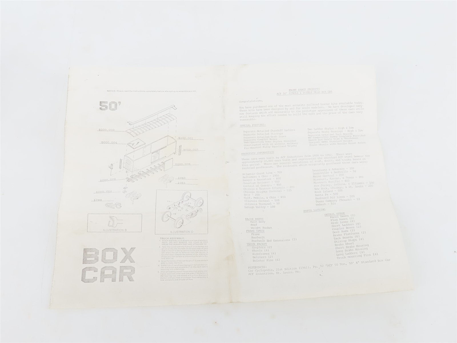 HO Scale Front Range Kit 5100 Undecorated Double Door 50' Box Car