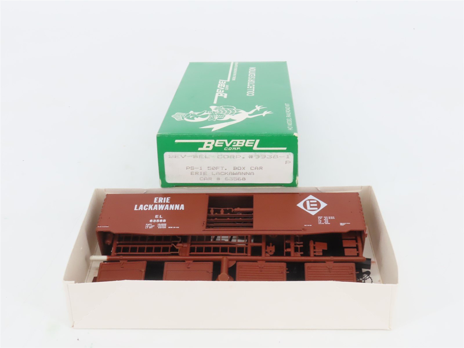 HO Scale Bev-Bel Robin's Rails Kit #9938-1 EL Erie Lackawanna 50' Box Car #63568