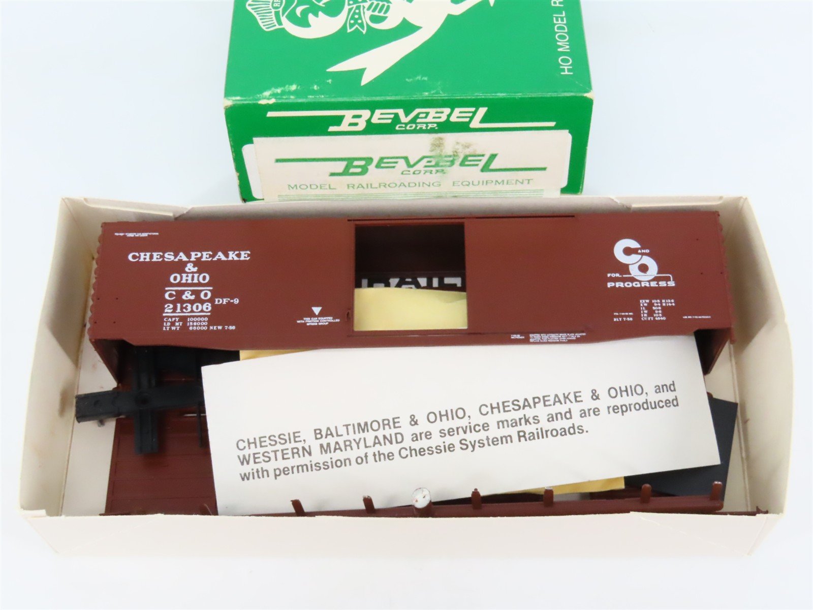HO Bev-Bel Robin's Rails Kit C&O Chesapeake & Ohio Single Door Box Car #21306