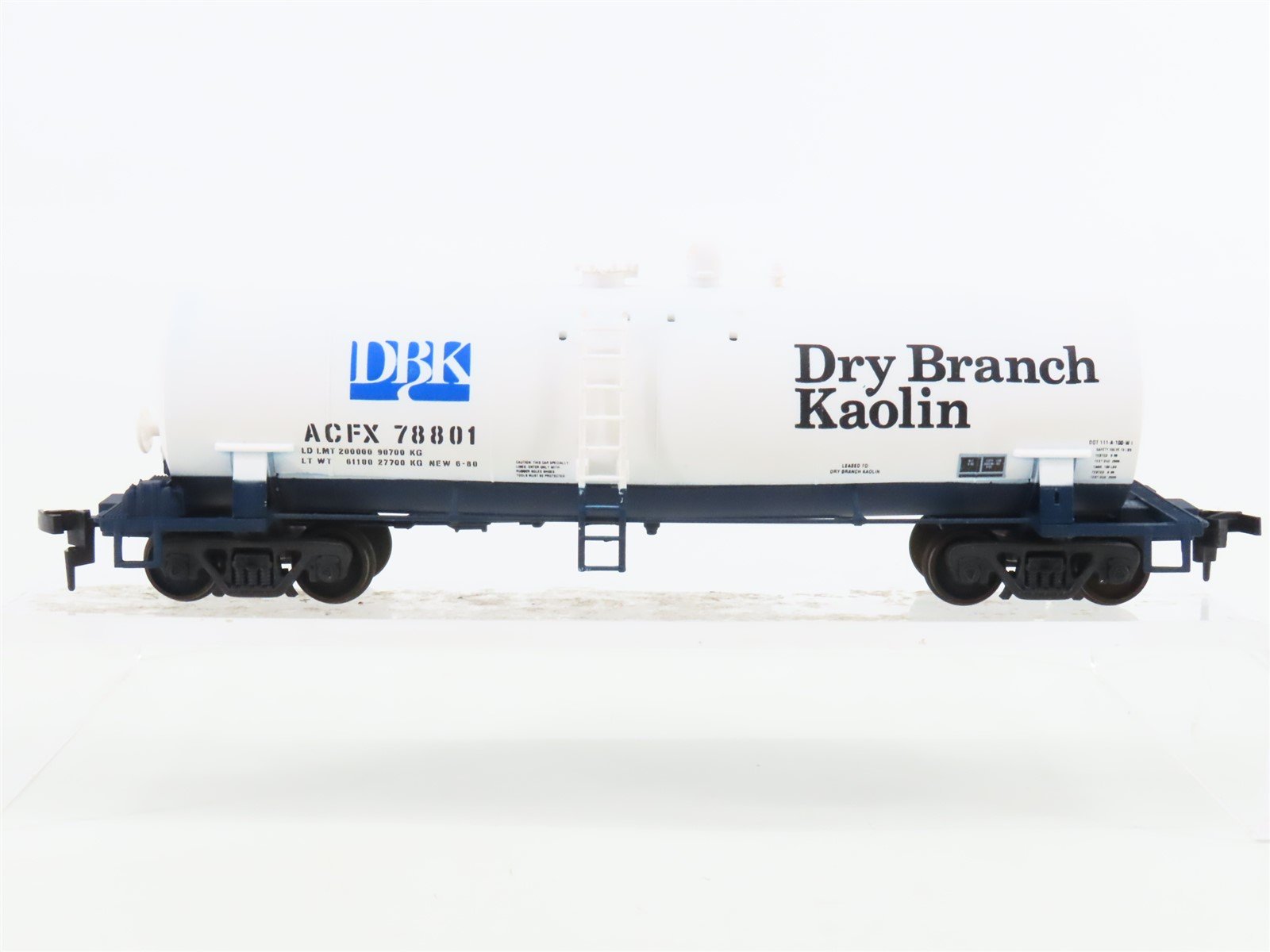 HO Scale Atlas 1706 ACFX Dry Branch Kaolin 13K Gallon Modern Tank Car #78801