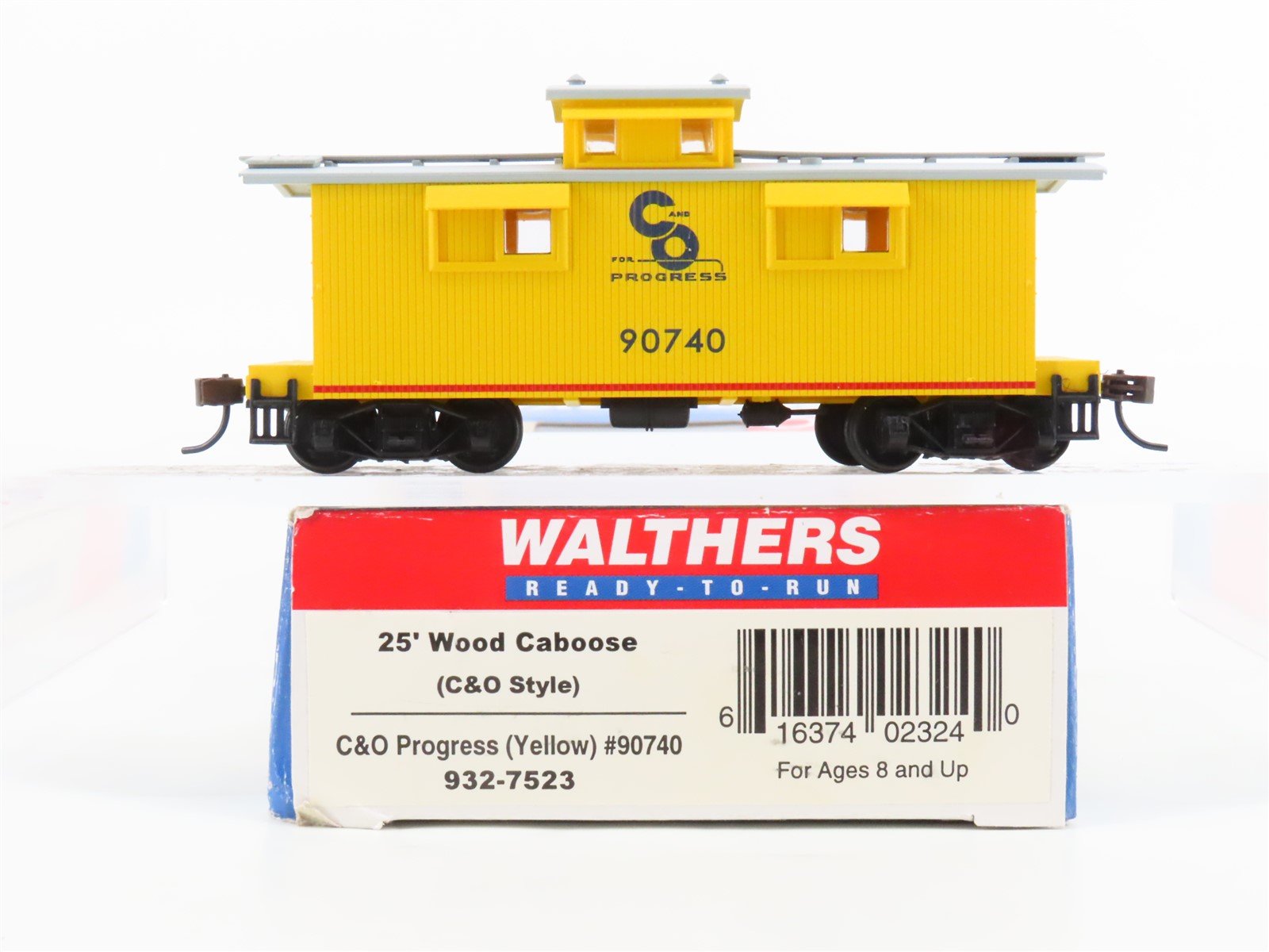 HO Scale Walthers 932-7523 C&O "Progress" Center Cupola Wood Caboose #90740