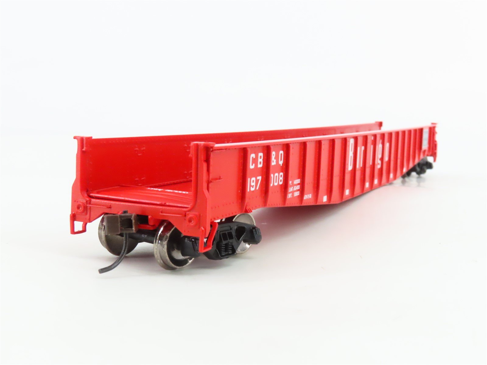 HO Scale Athearn 93603 CB&Q Burlington Route 65' Drop-End Mill Gondola #197008
