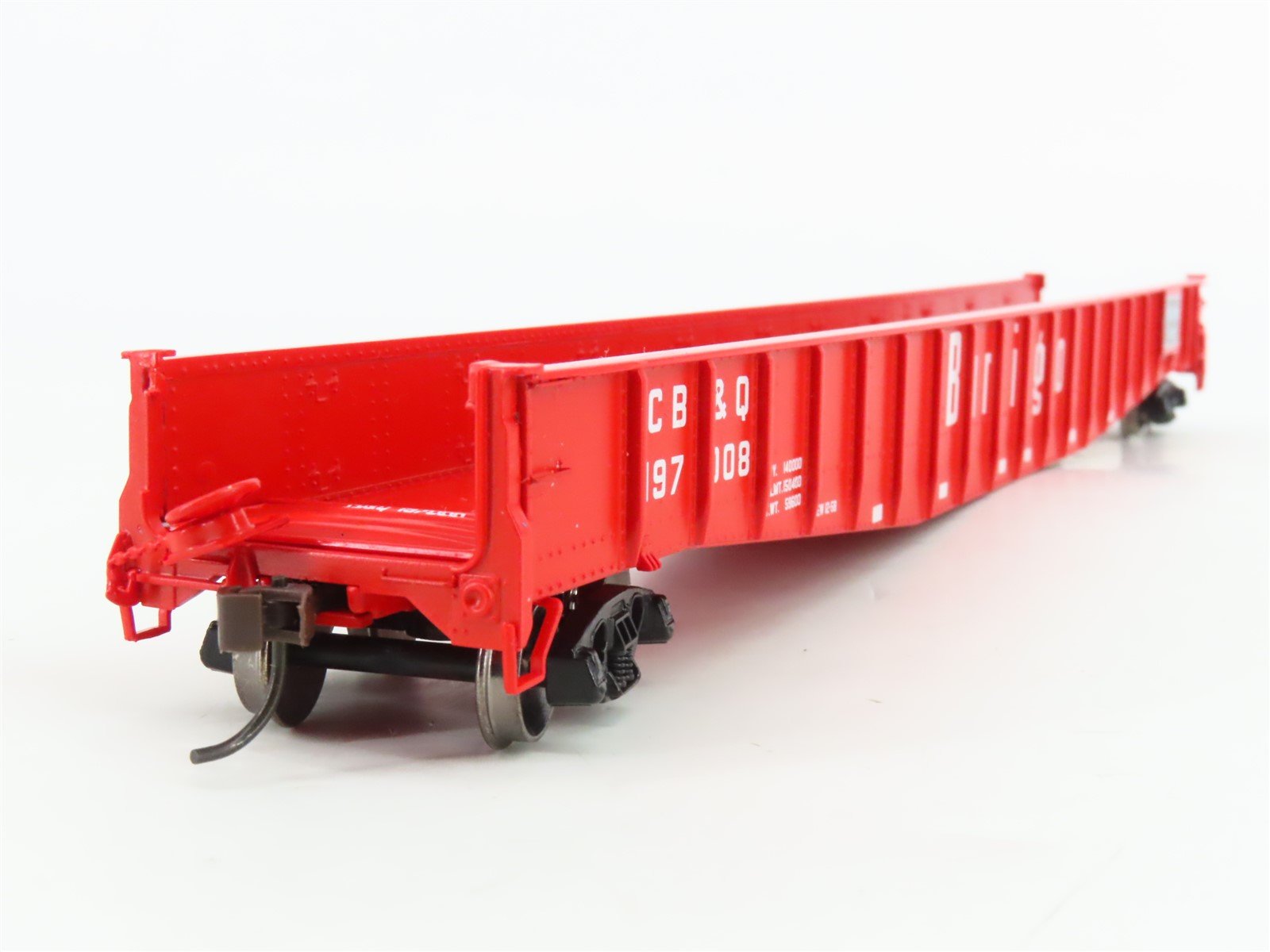HO Scale Athearn 93603 CB&Q Burlington Route 65' Drop-End Mill Gondola #197008
