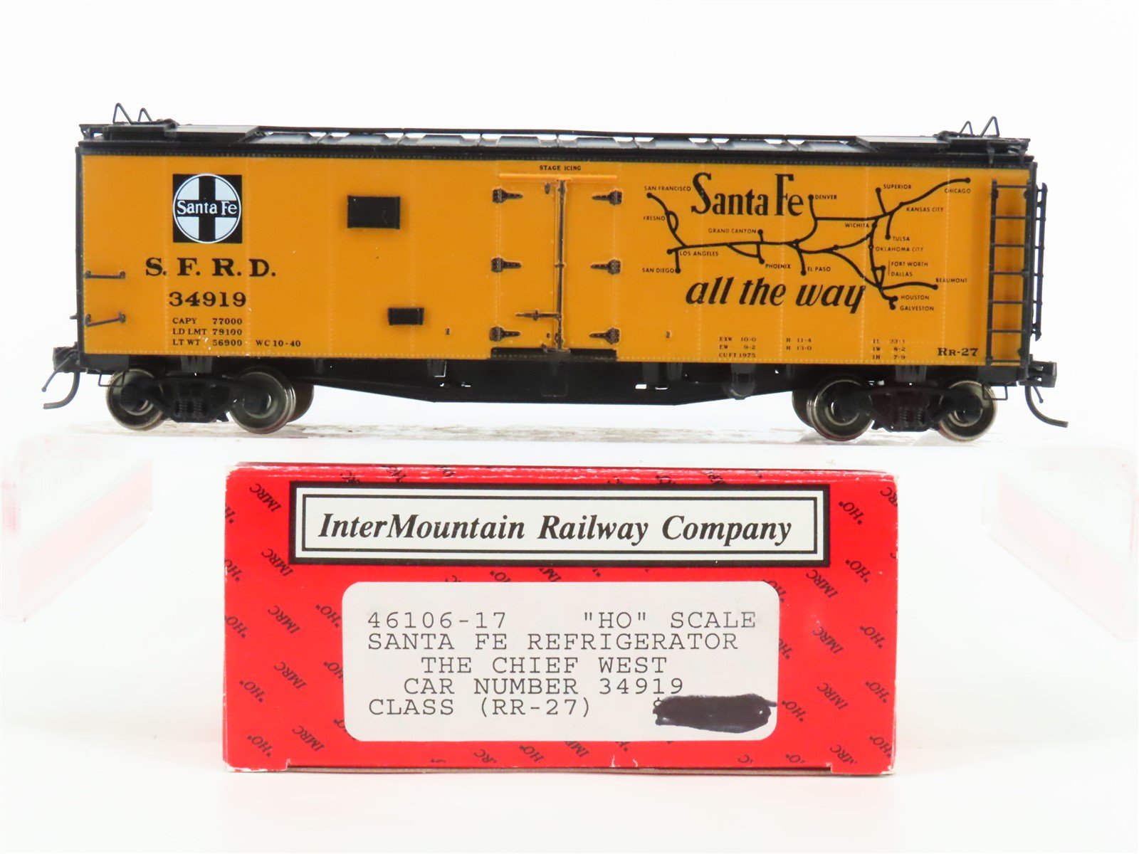 HO Scale InterMountain 46106-17 SFRD ATSF "Chief / Map" 40' Steel Reefer #34919