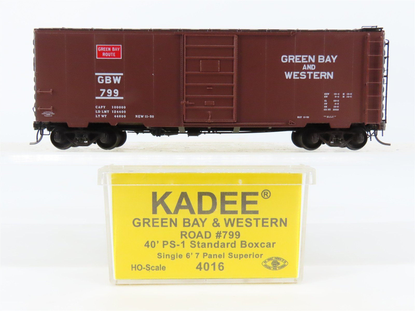 HO Scale Kadee 4016 GBW Green Bay Route 40' PS-1 Single Door Box Car #799