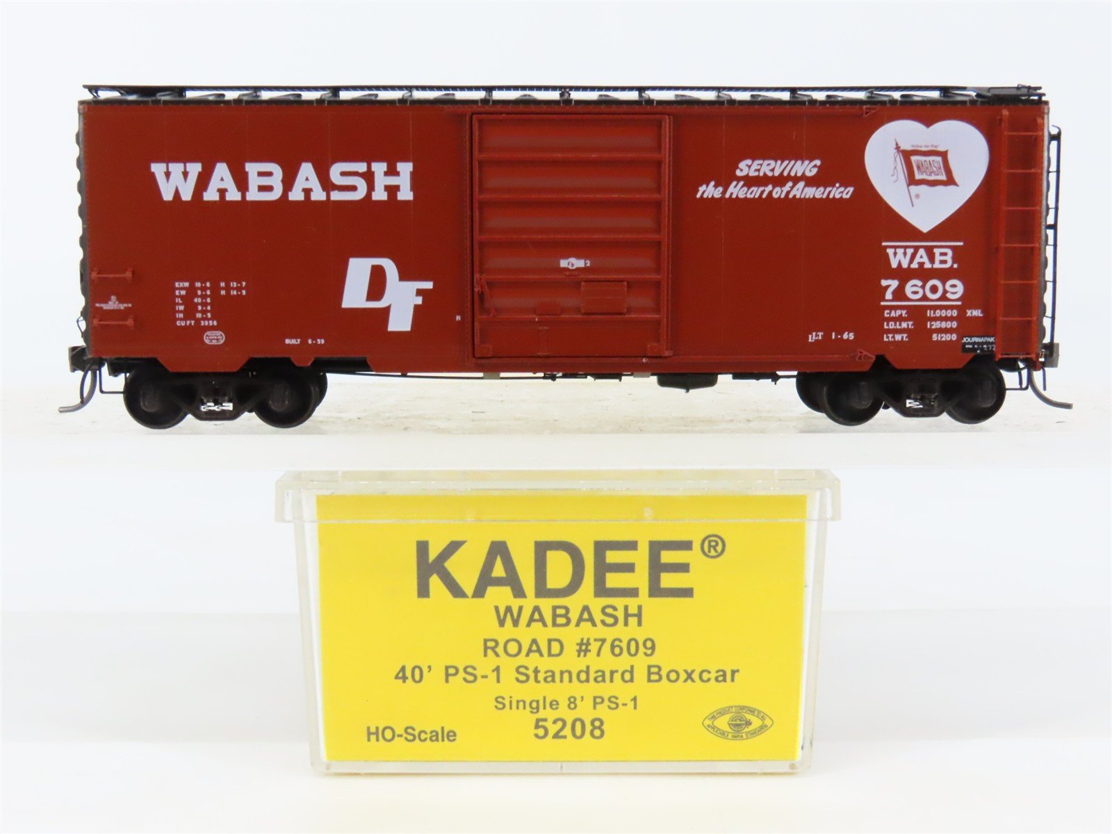 HO Scale Kadee 5208 WAB Wabash "Heart" 40' PS-1 Single Door Box Car #7609