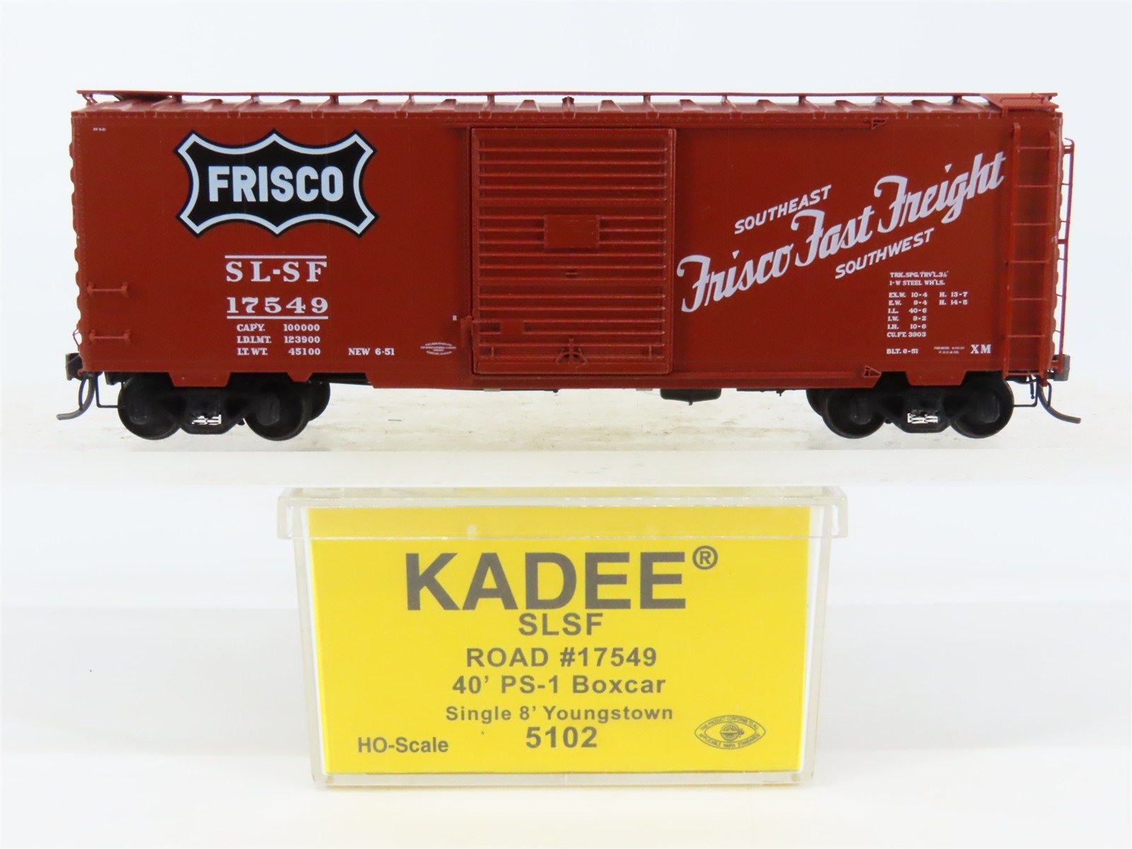 HO Scale Kadee 5102 SL-SF Frisco Fast Freight 40' Single Door Box Car #17549