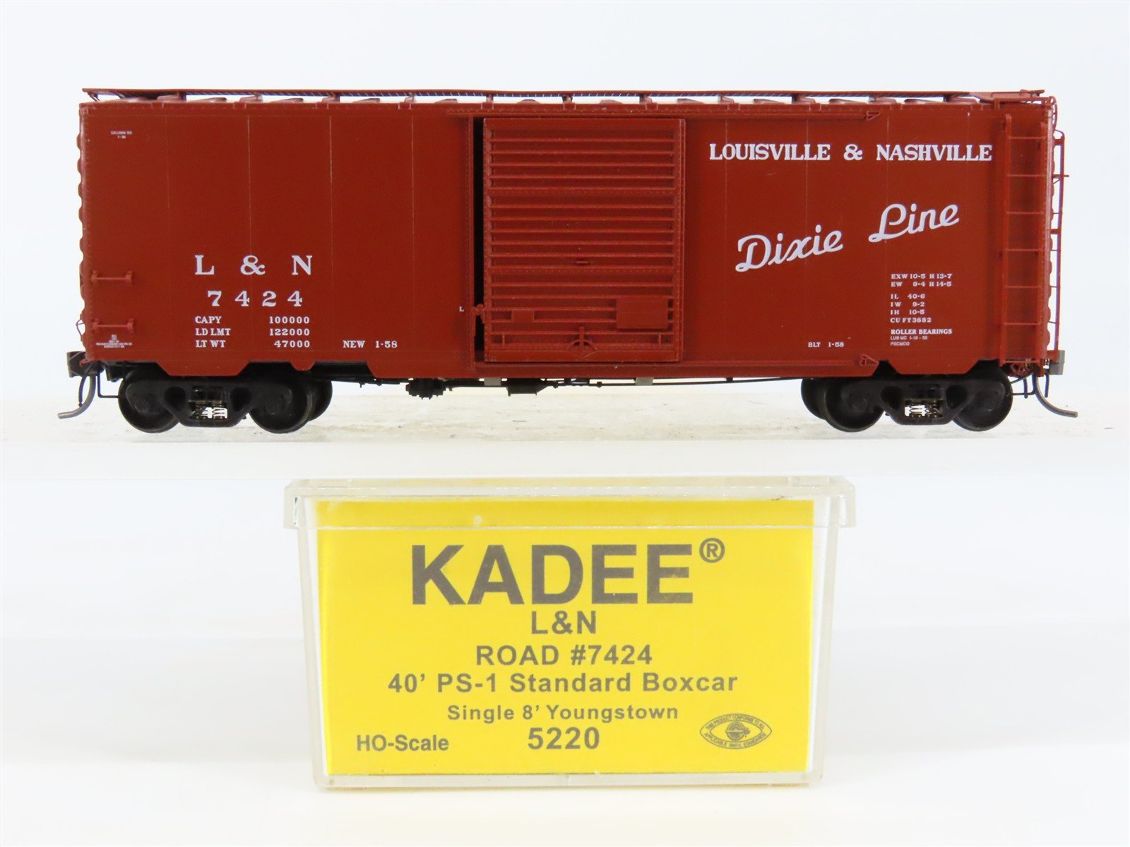 HO Scale Kadee 5220 L&N Louisville & Nashville Dixie Line 40' PS-1 Box Car #7424
