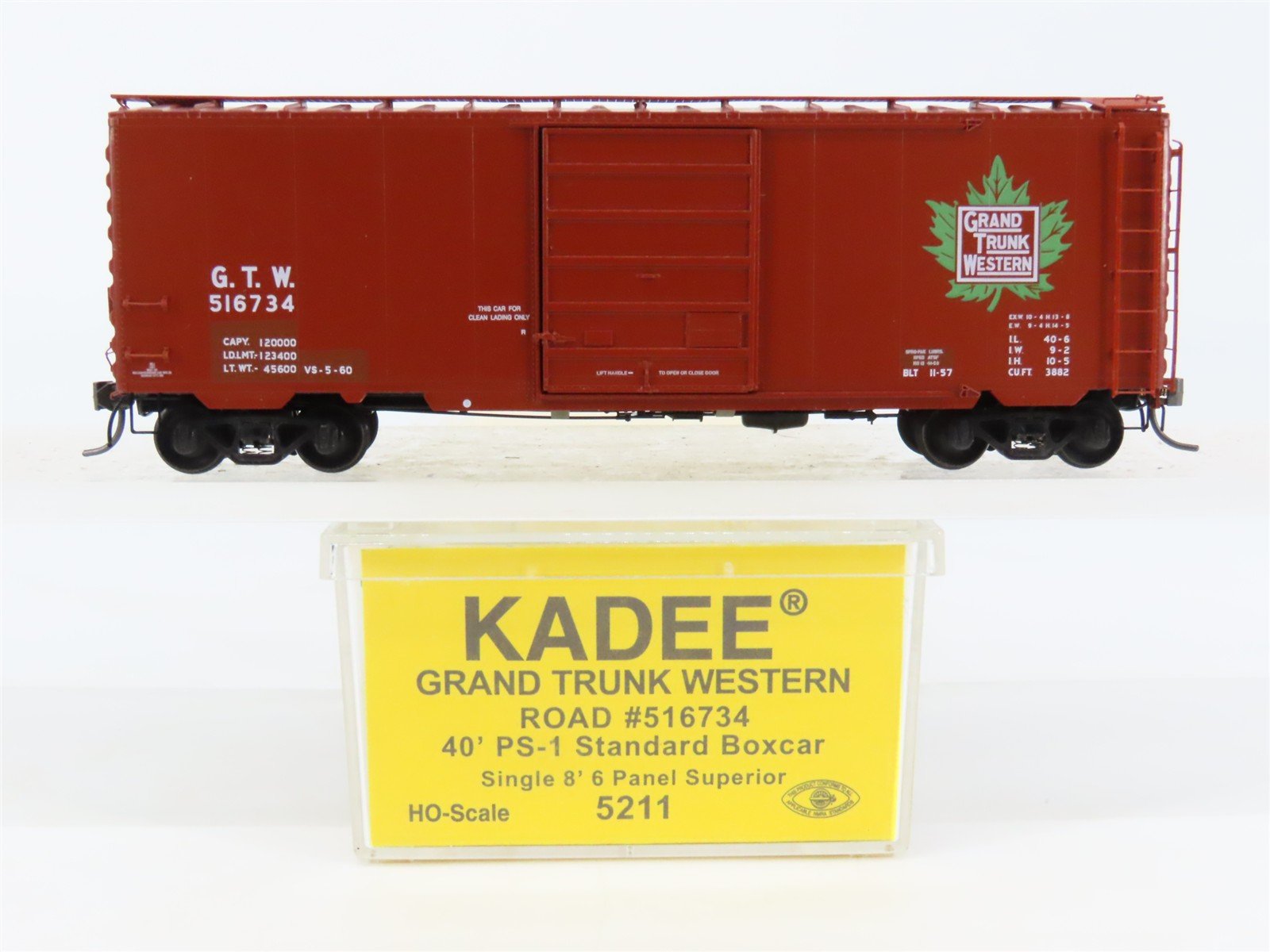 HO Scale Kadee 5211 GTW Grand Trunk Western 40' PS-1 Single Door Box Car #516734