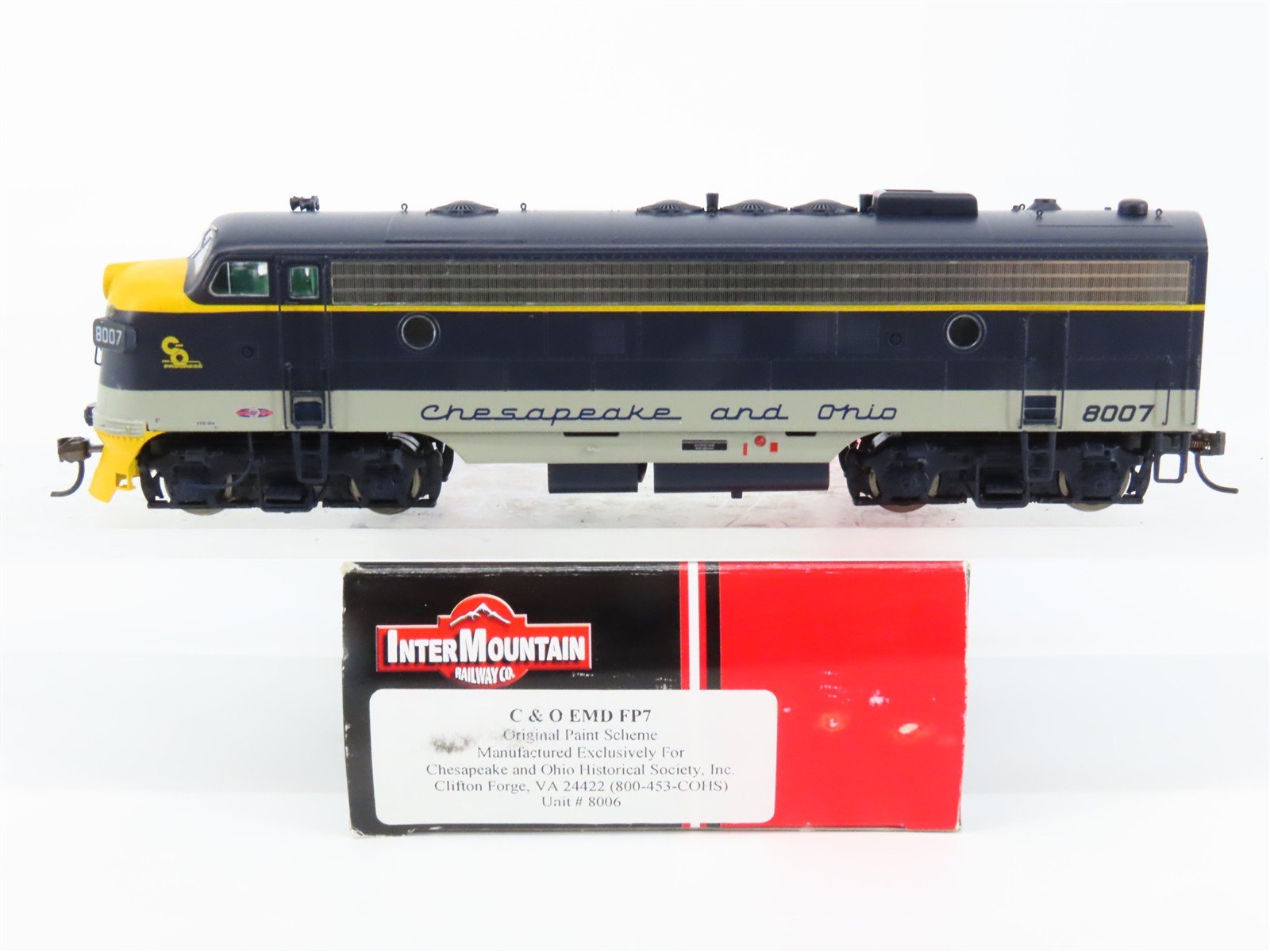 HO Scale InterMountain C&O Chesapeake & Ohio EMD FP7 Diesel #8007 - DCC Ready