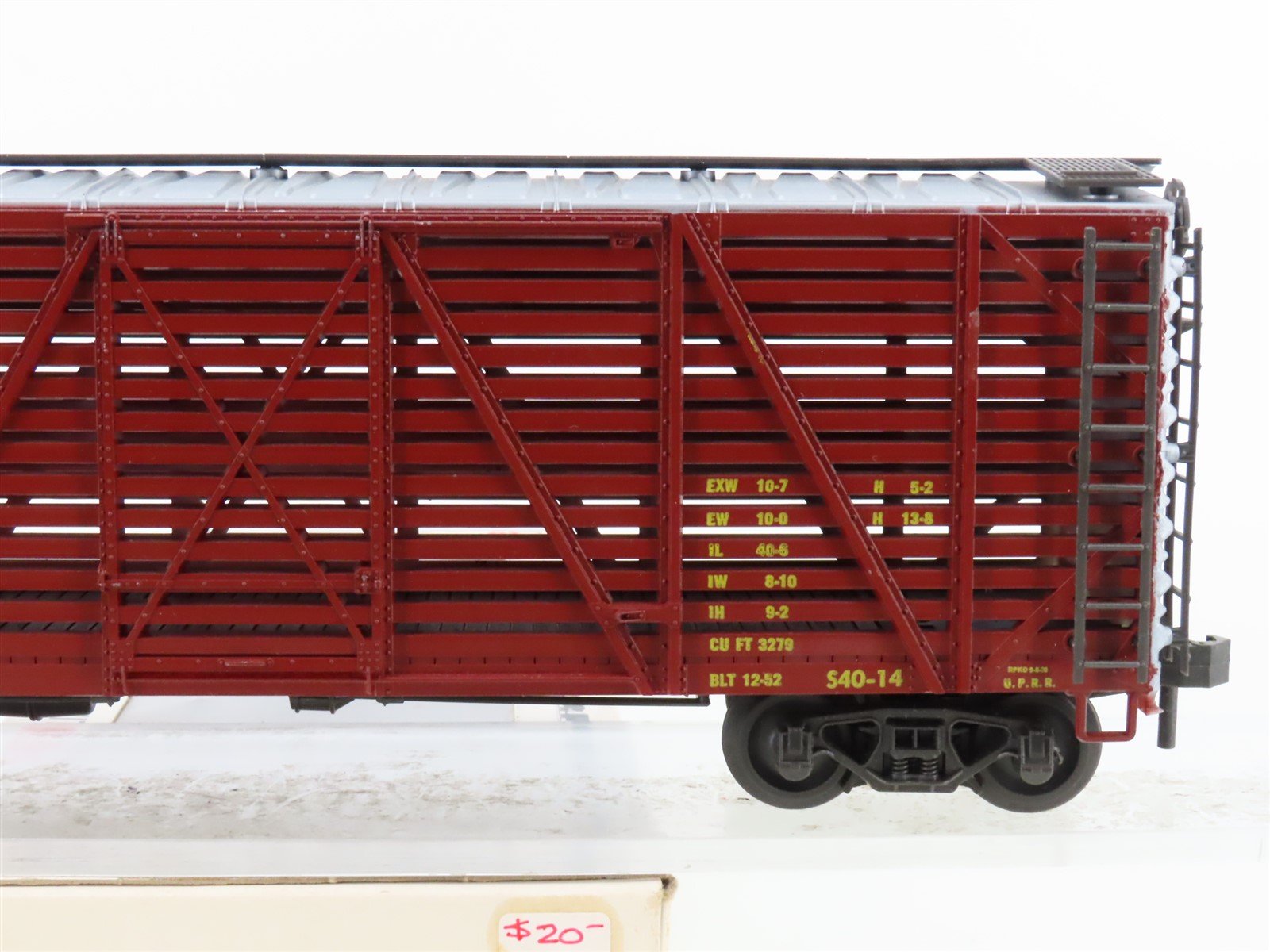 O Gauge 3-Rail Atlas 6224 UP Union Pacific Railroad 40' Stock Car #49417