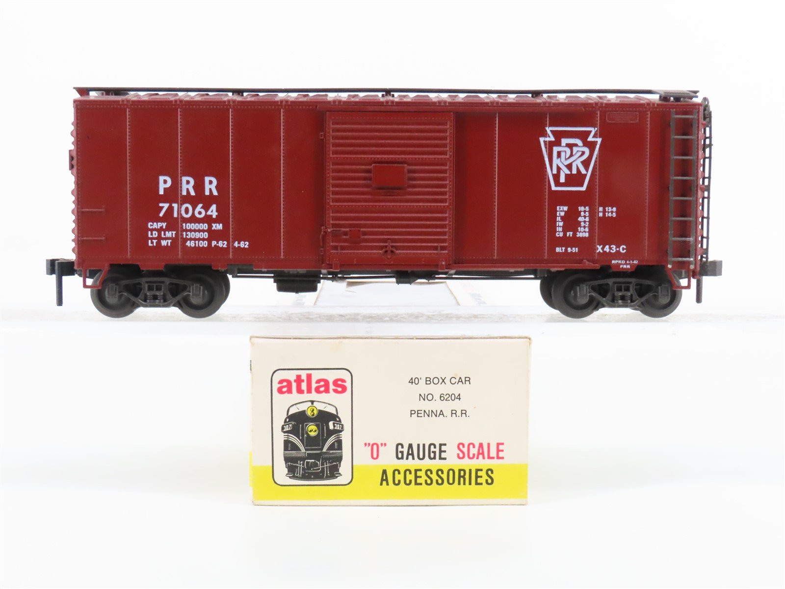 O Gauge 3-Rail Atlas 6204 PRR Pennsylvania Railroad 40' Box Car #71064