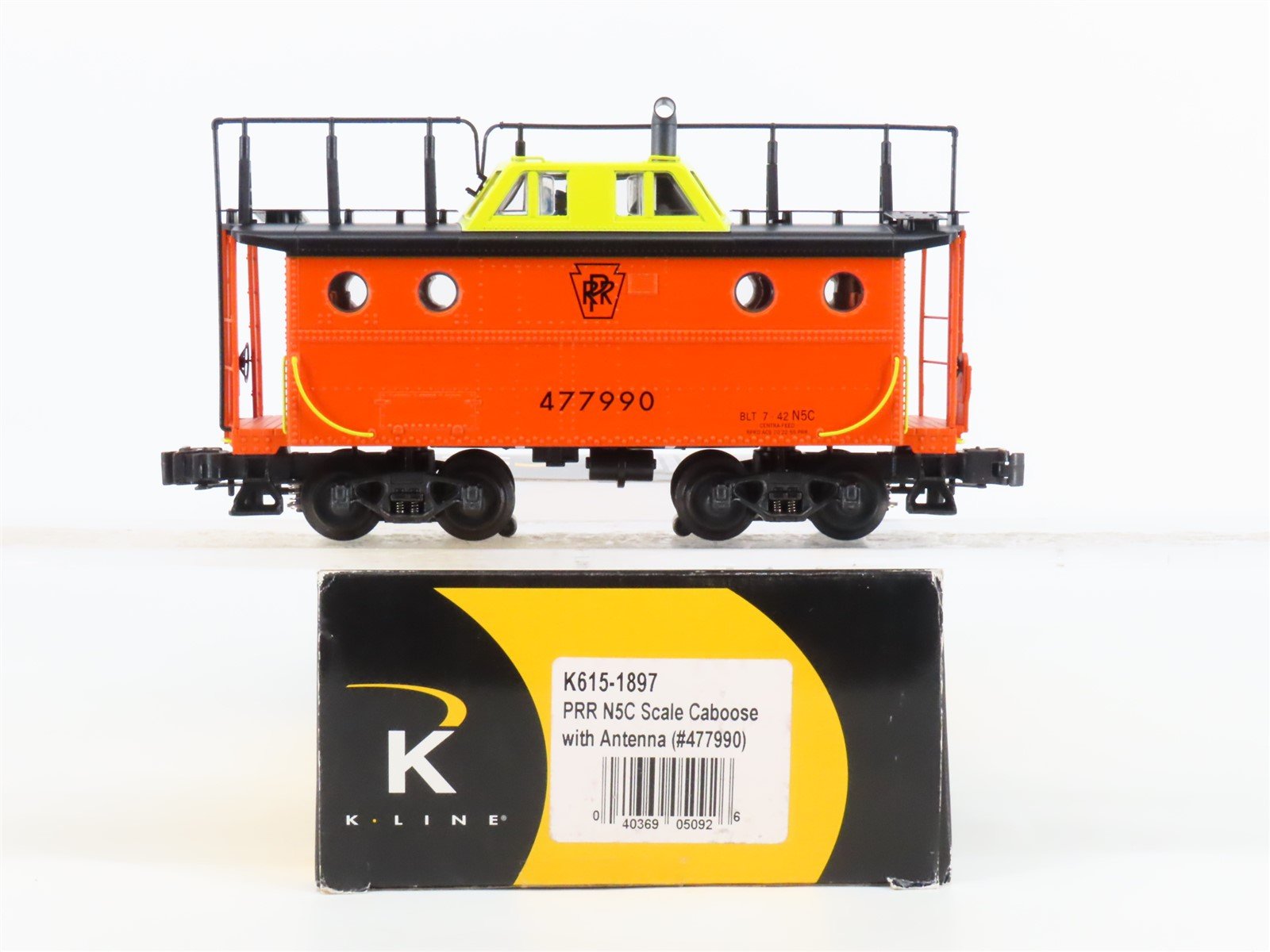 O Gauge 3-Rail K-Line K615-1897 PRR Pennsylvania Railroad Caboose #477990