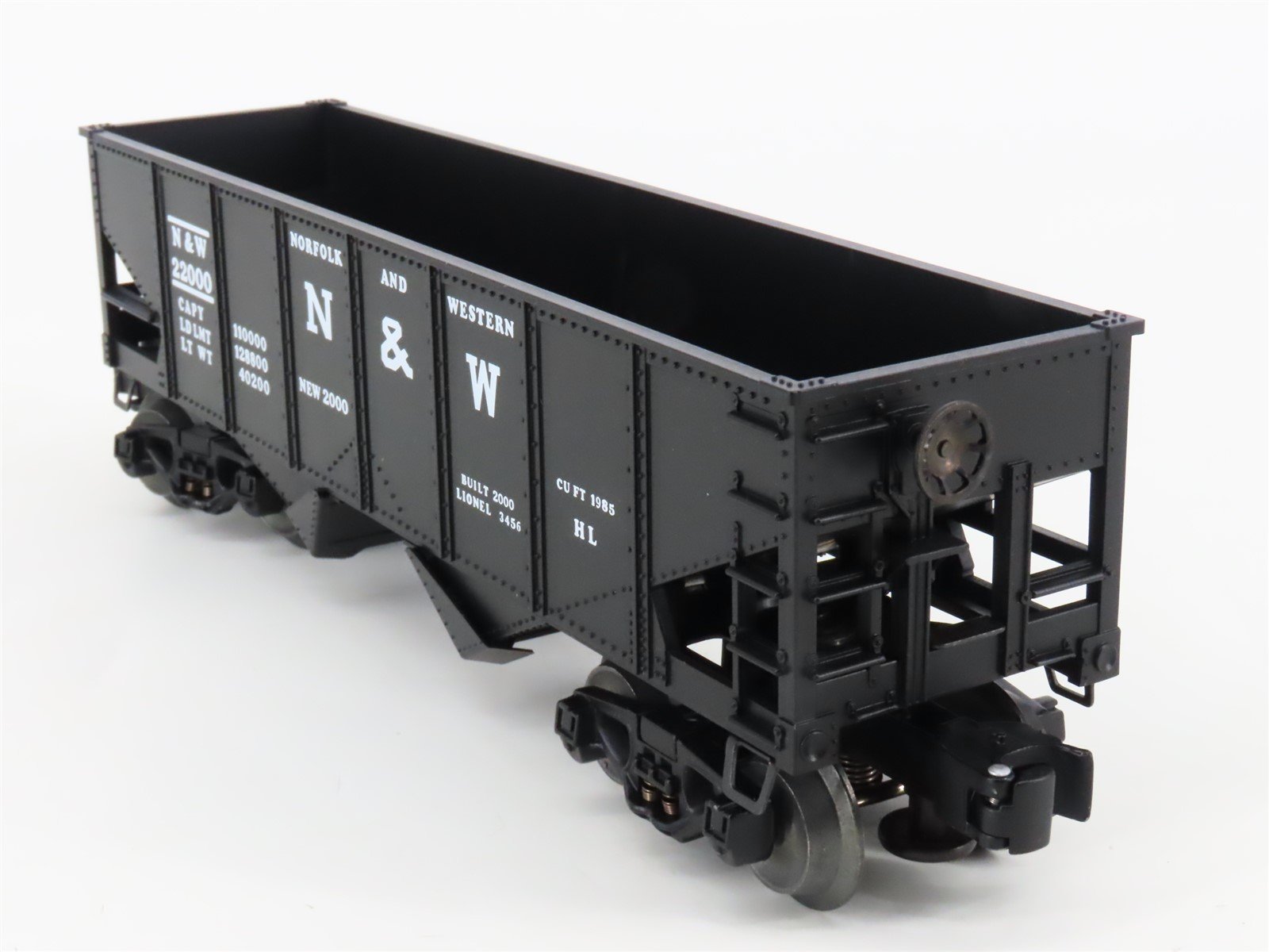 O Gauge 3-Rail Lionel 6-19885 N&W Norfolk & Western Operating 2-Bay Hopper 22000