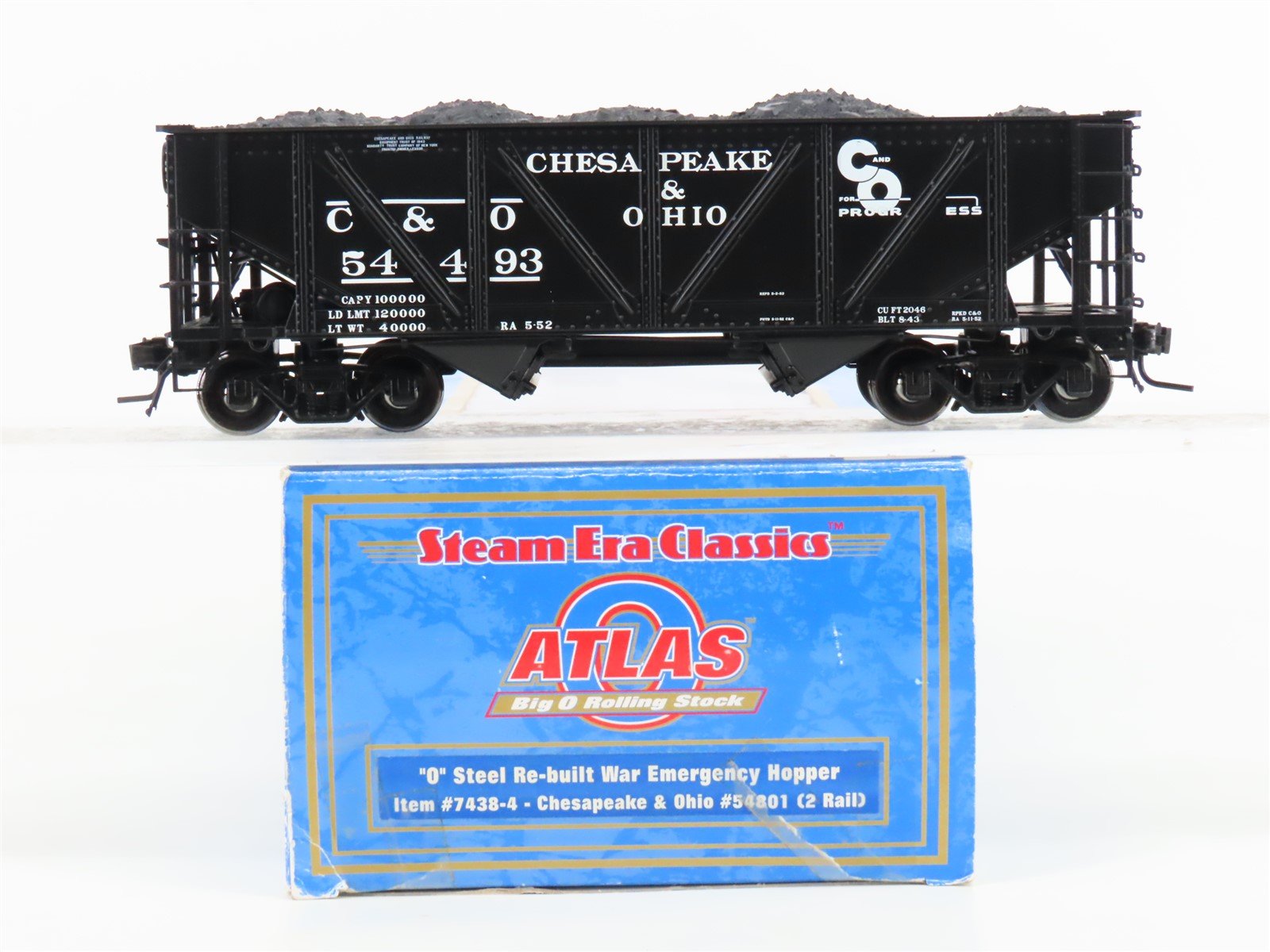 O Scale 2-Rail Atlas #7438-4 C&O Chesapeake & Ohio 2-Bay Open Hopper #54493