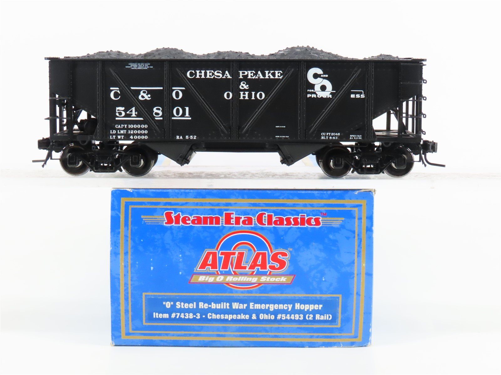 O Scale 2-Rail Atlas #7438-3 C&O Chesapeake & Ohio 2-Bay Open Hopper #54801