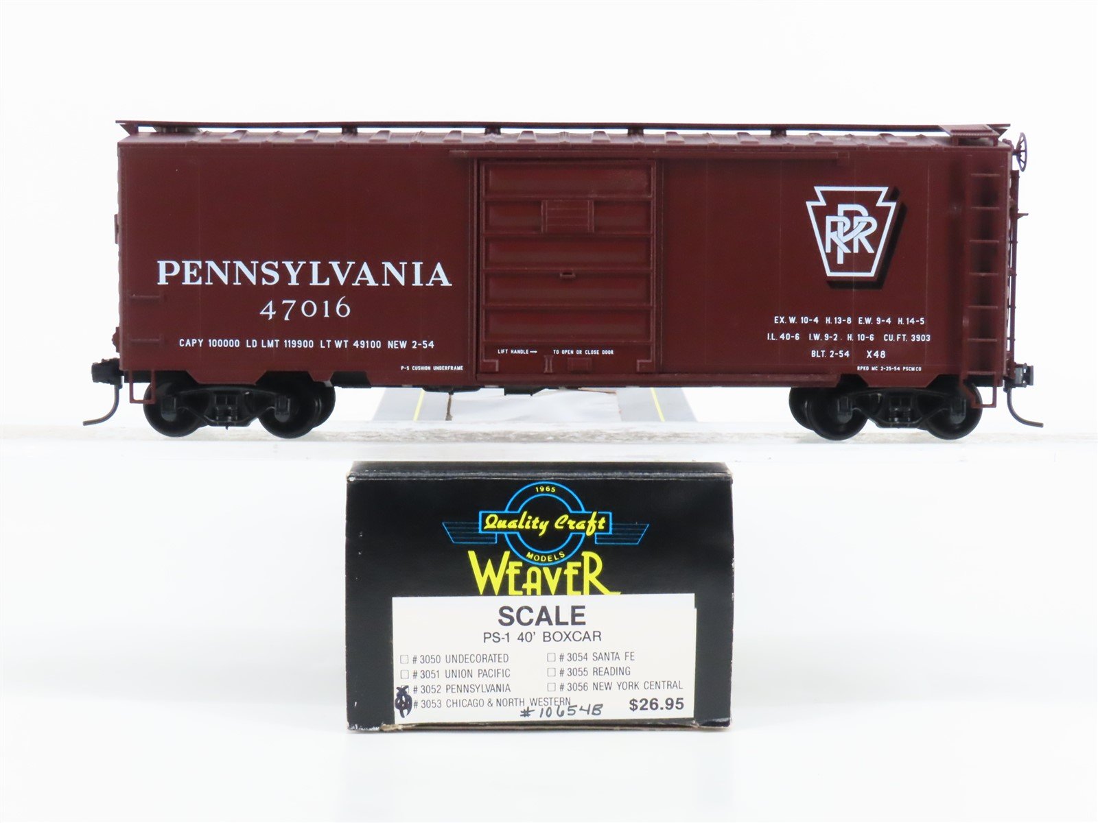 O Scale 2-Rail Quality Craft Models Weaver 3052 PRR Pennsylvania Box Car #47016