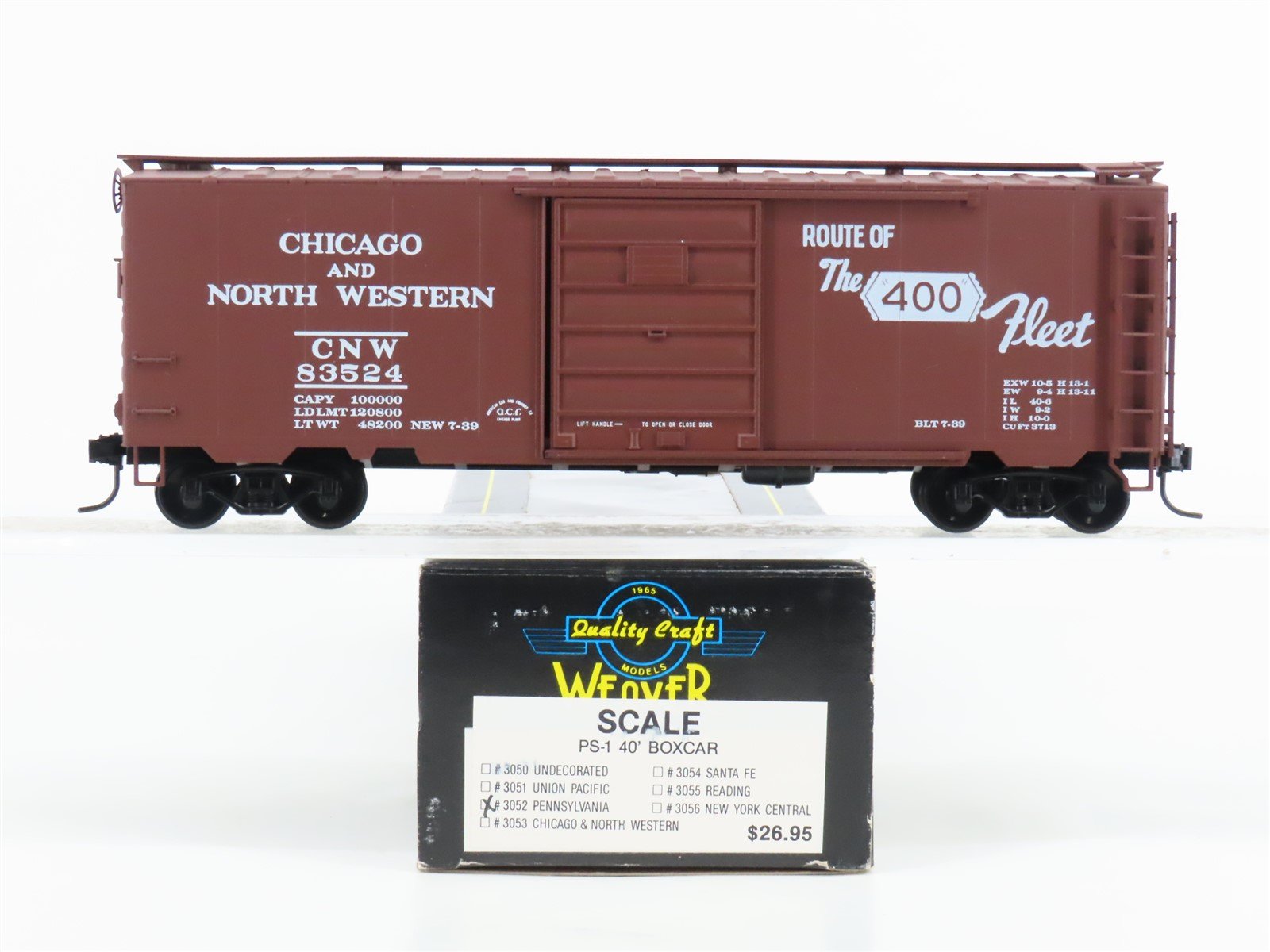 O Scale 2-Rail Quality Craft Models Weaver 3052 CNW The 400 Fleet Box Car #83524