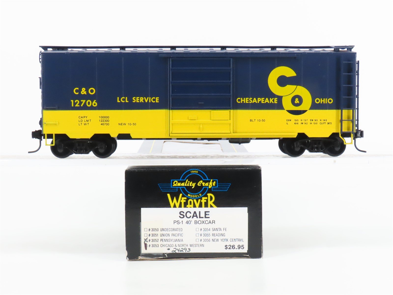 O 2-Rail Quality Craft Models Weaver 3053 C&O Chesapeake & Ohio Box Car #12706