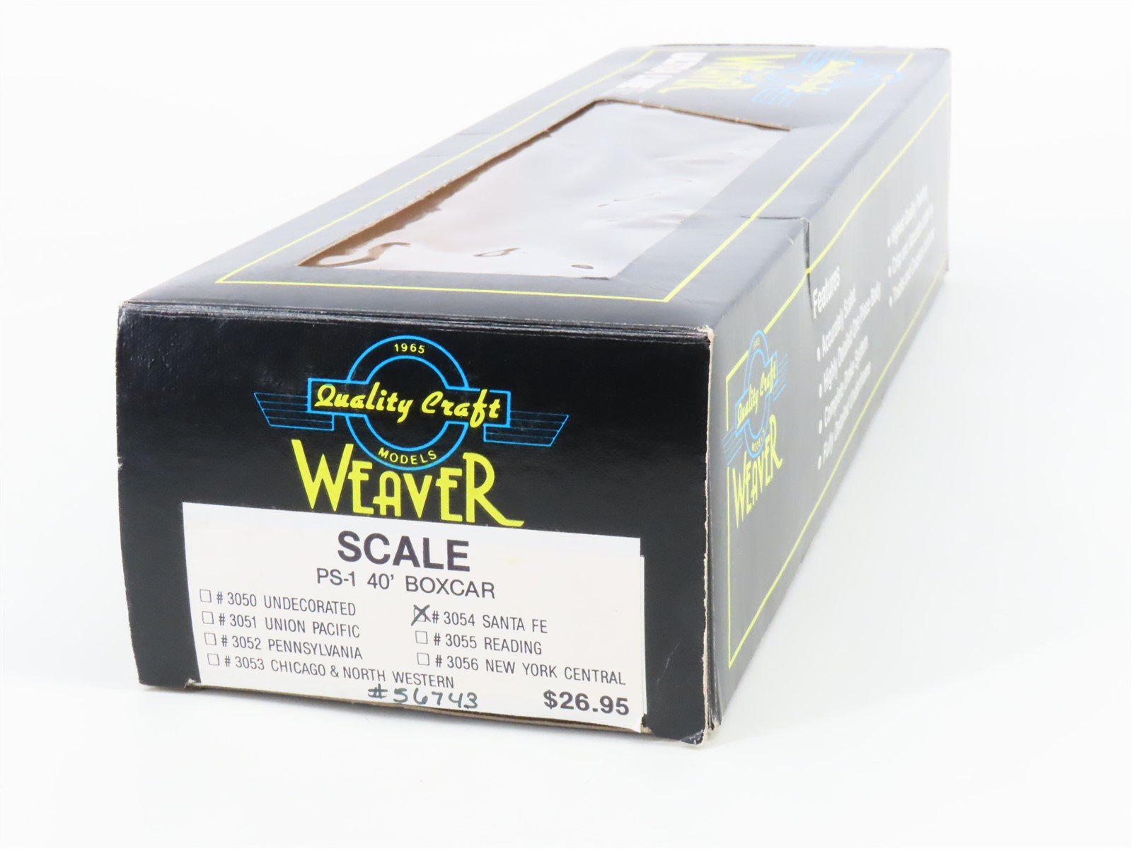 O Scale 2-Rail Quality Craft Models Weaver 3054 ATSF Santa Fe 40' Box Car #56743