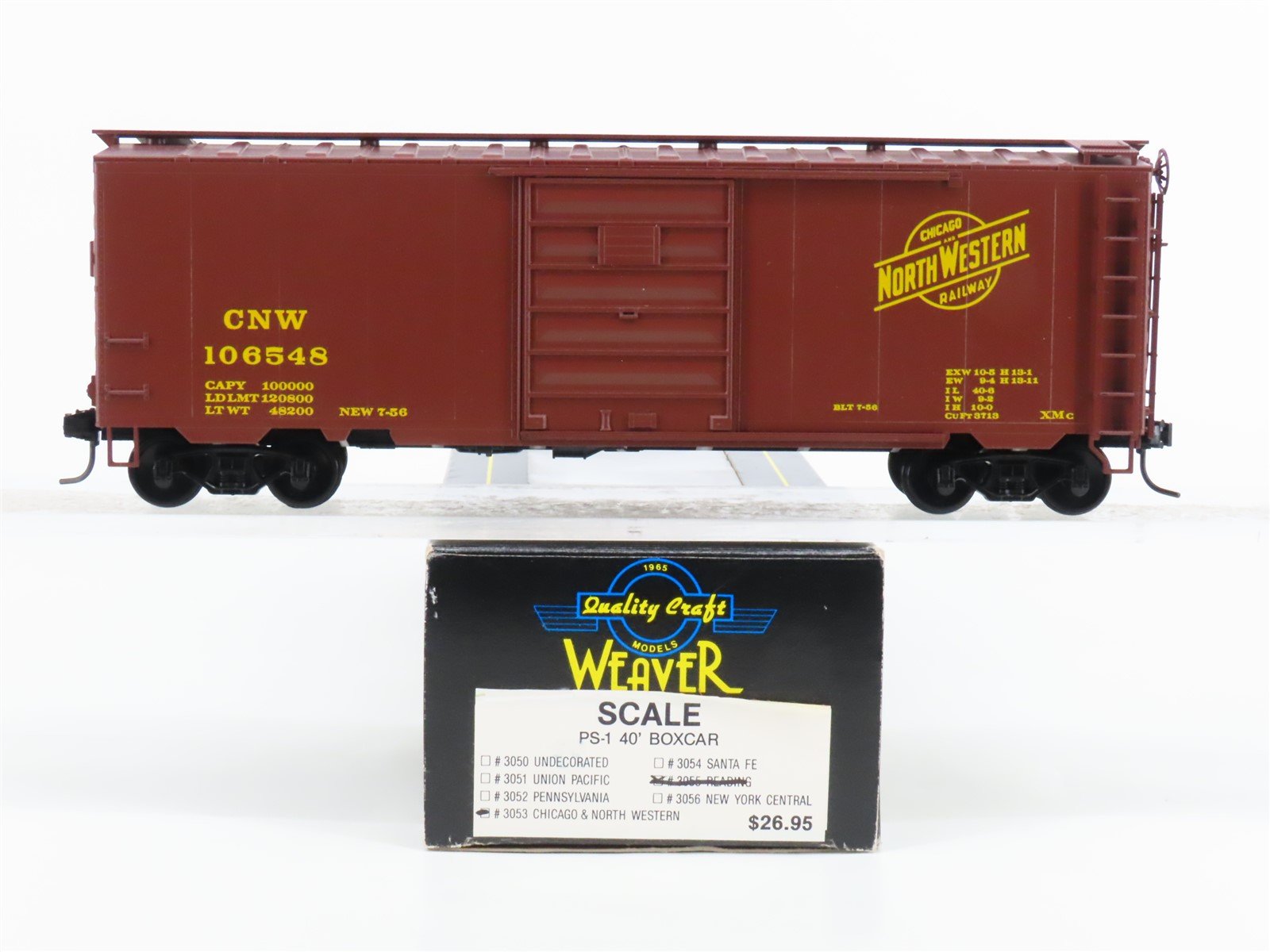 O Scale 2-Rail Quality Craft Models Weaver 3053 CNW Railway 40' Box Car #106548