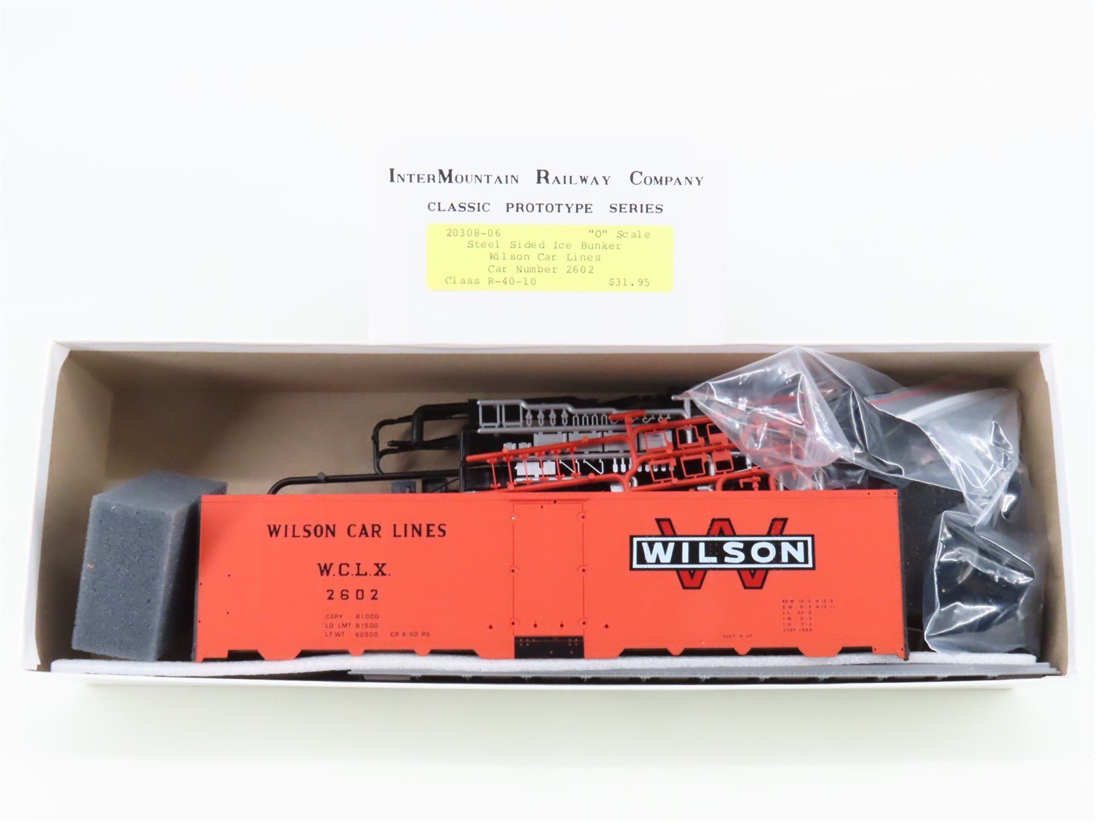 O Scale 2-Rail InterMountain Kit 20308-06 WCLX Wilson Car Lines Reefer #2602