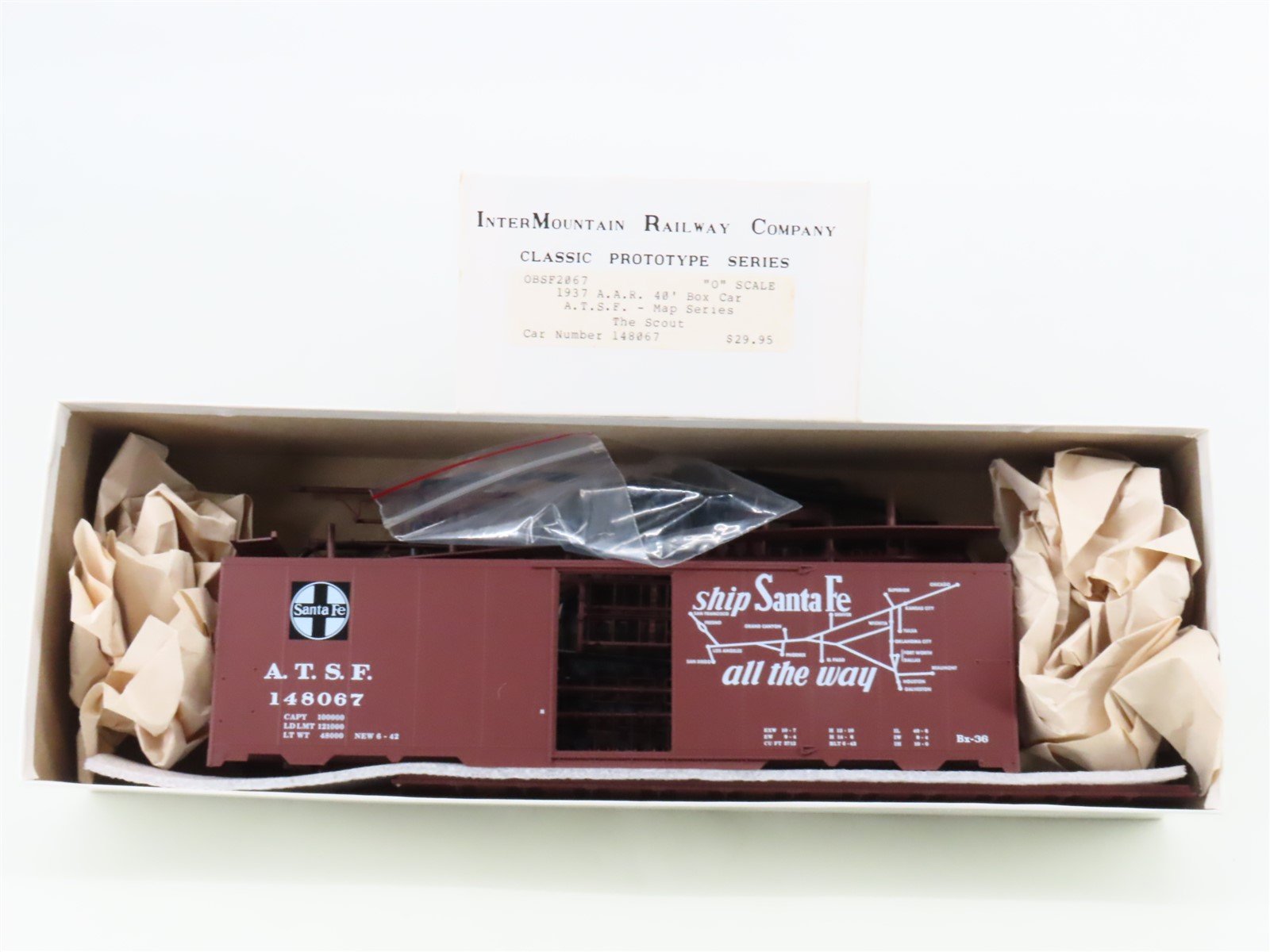 O Scale 2-Rail InterMountain Kit OBSF2067 ATSF Santa Fe 40' Box Car #148067