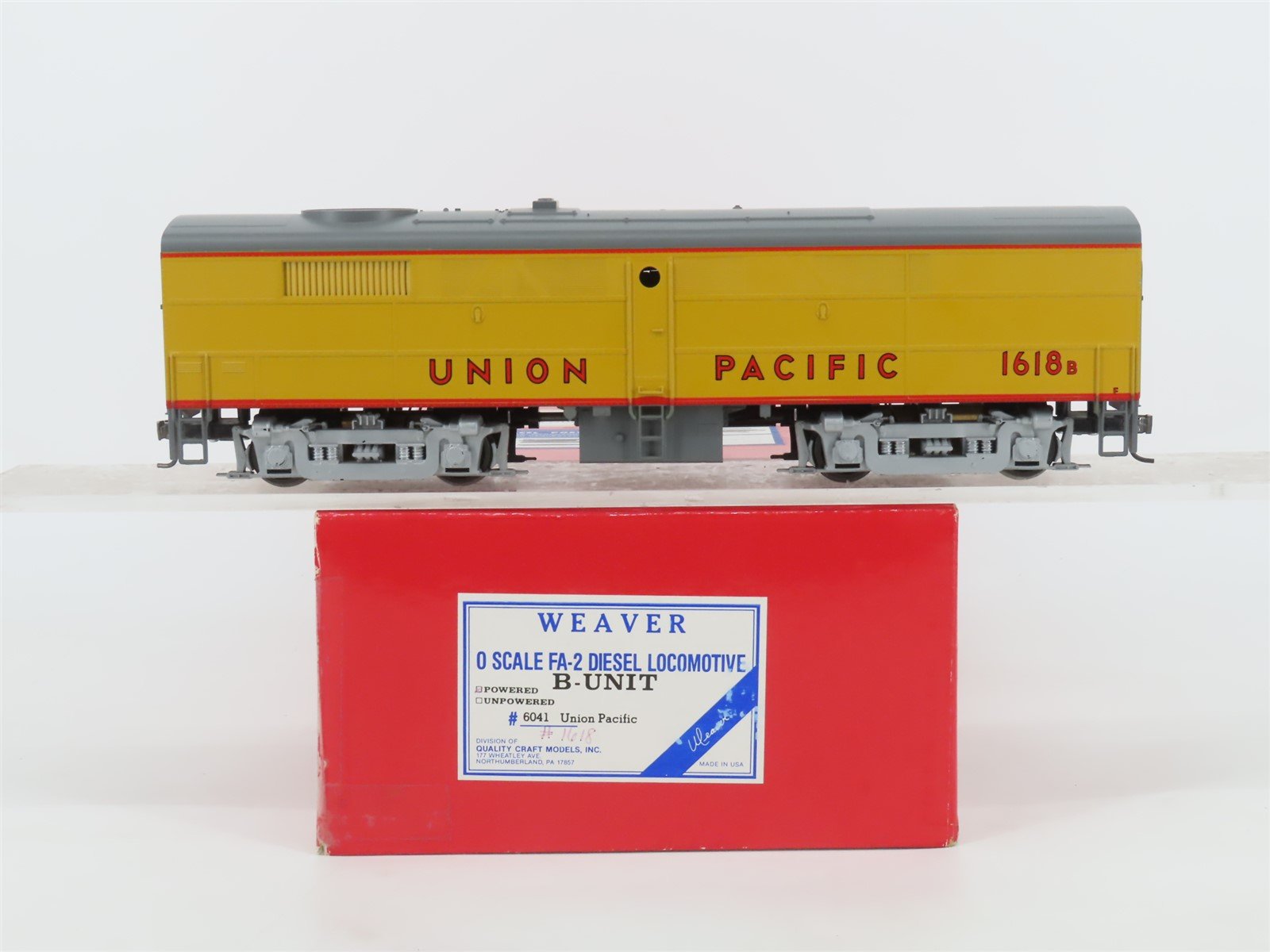 O Scale 2-Rail Weaver 6041 UP Union Pacific FA-2 B Unit Diesel Locomotive #1618B