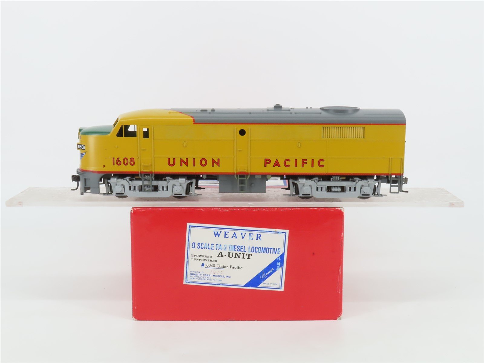 O Scale 2-Rail Weaver 6040 UP Union Pacific FA-2 Diesel Locomotive #X1608