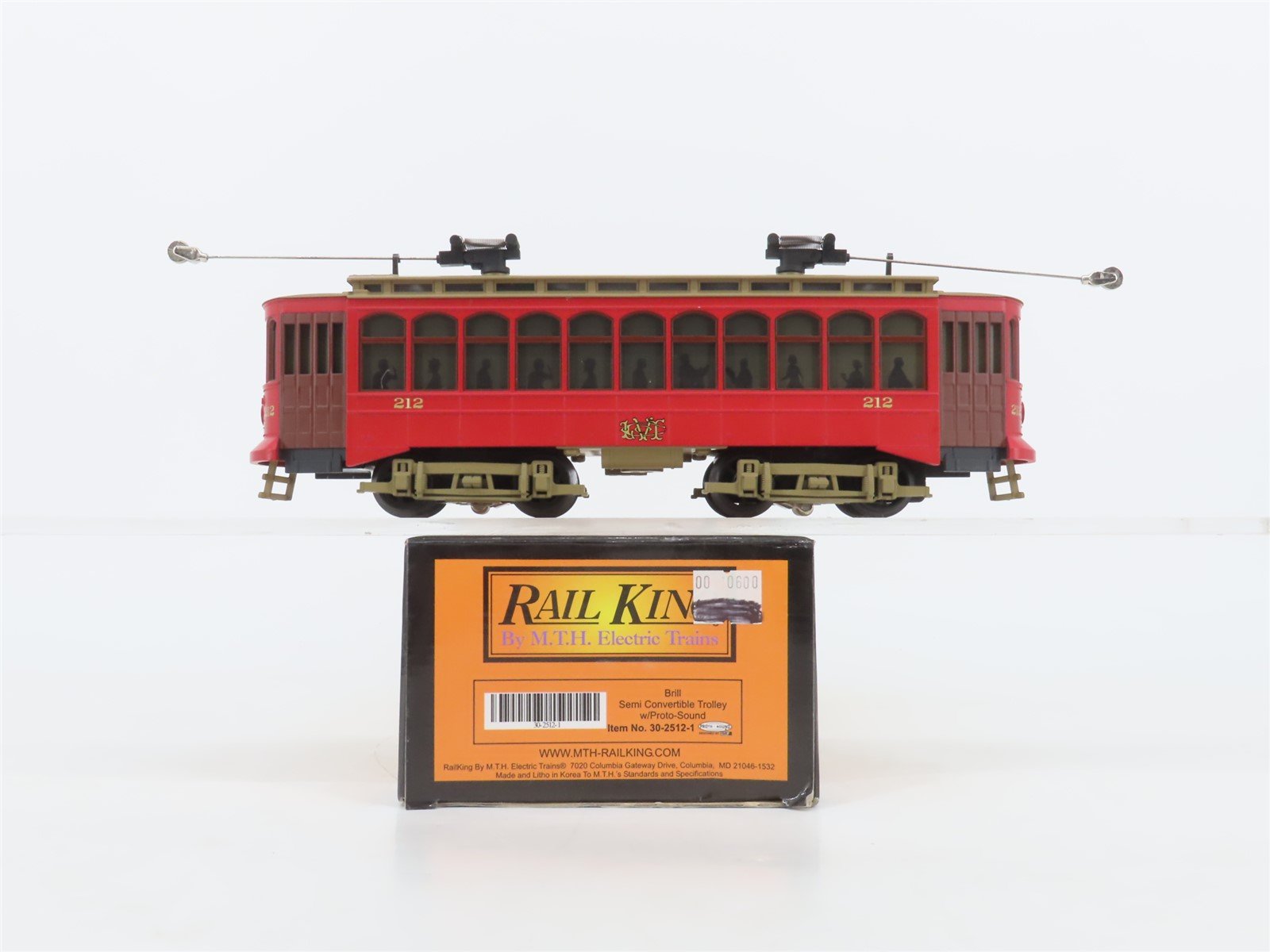 O Gauge 3-Rail MTH Rail King 30-2512-1 Brill Electric Trolley #212 w/Sound