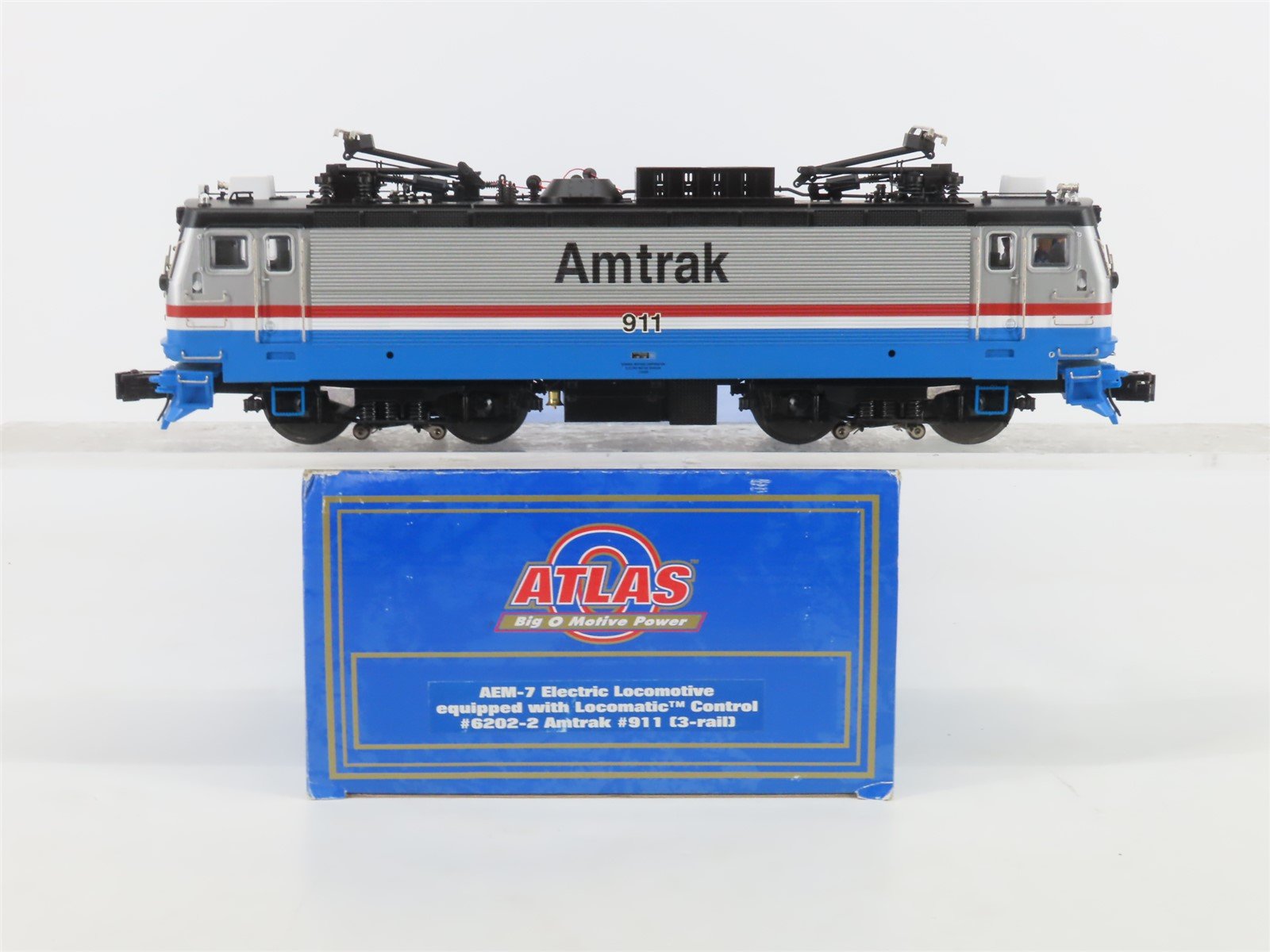 O Gauge 3-Rail Atlas 6202-2 Amtrak AEM-7 Electric Locomotive #911 w/Sound