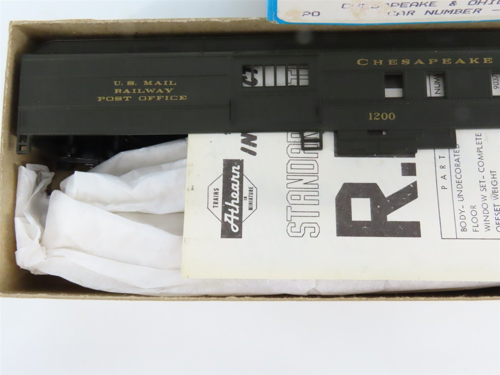 HO Scale Athearn Bev-Bel Kit 5331 C&O Chesapeake & Ohio RPO Passenger Car #1200