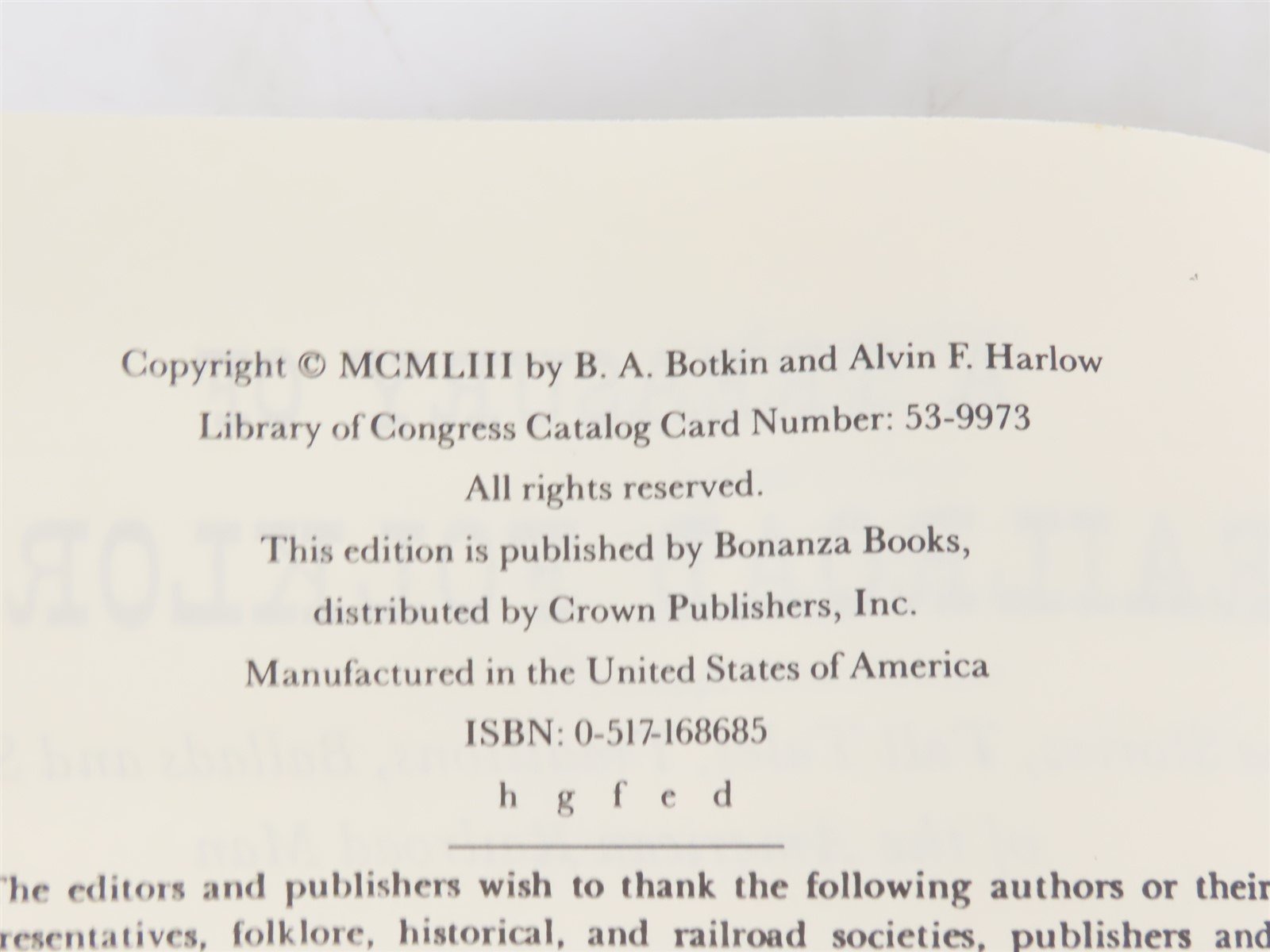 A Treasury of Railroad Folklore by B. A. Botkin & Alvin F. Harlow Â©1952