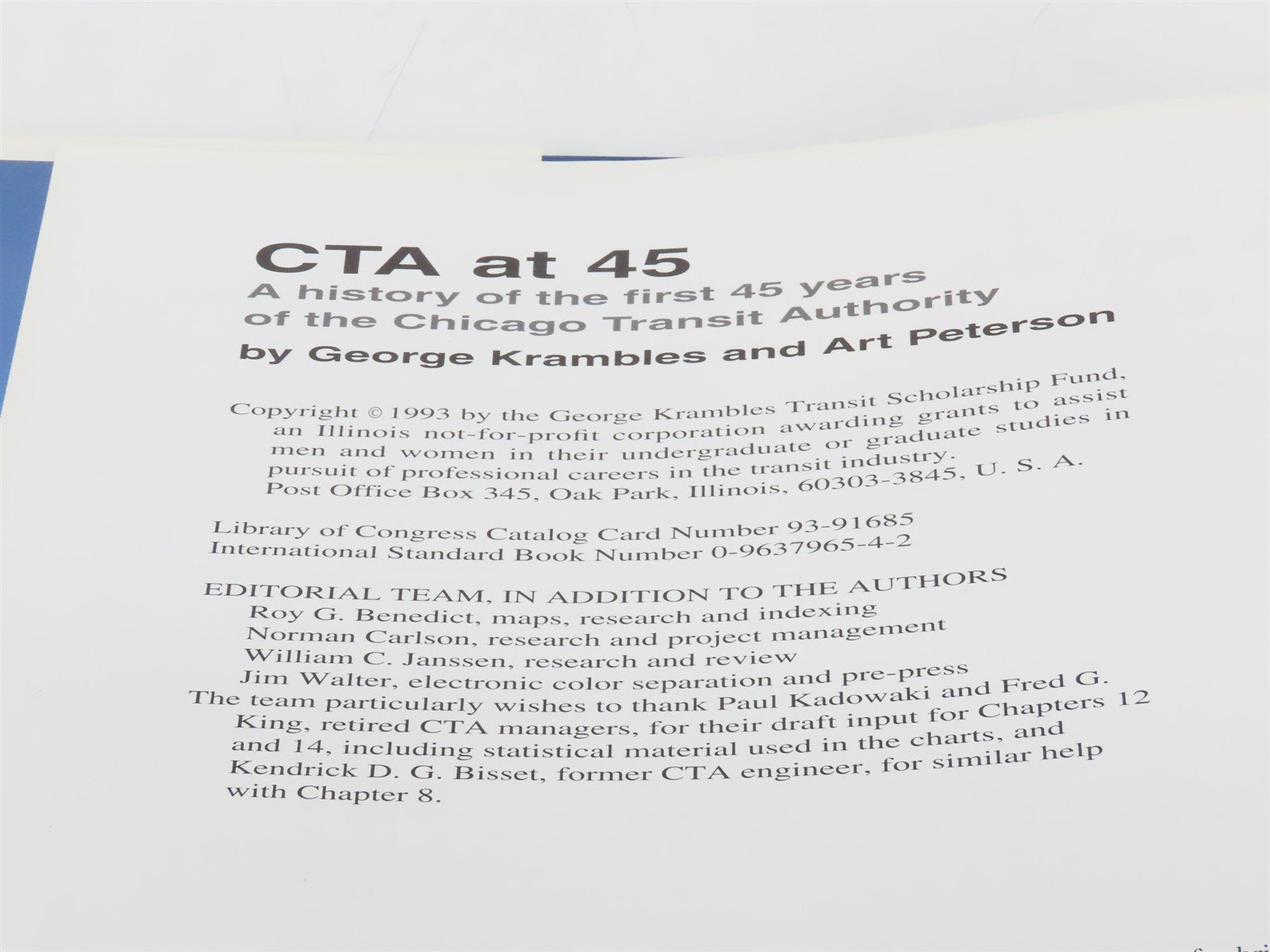 CTA at 45 by George Krambles & Arthur H. Peterson Â©1993 Hardcover Book