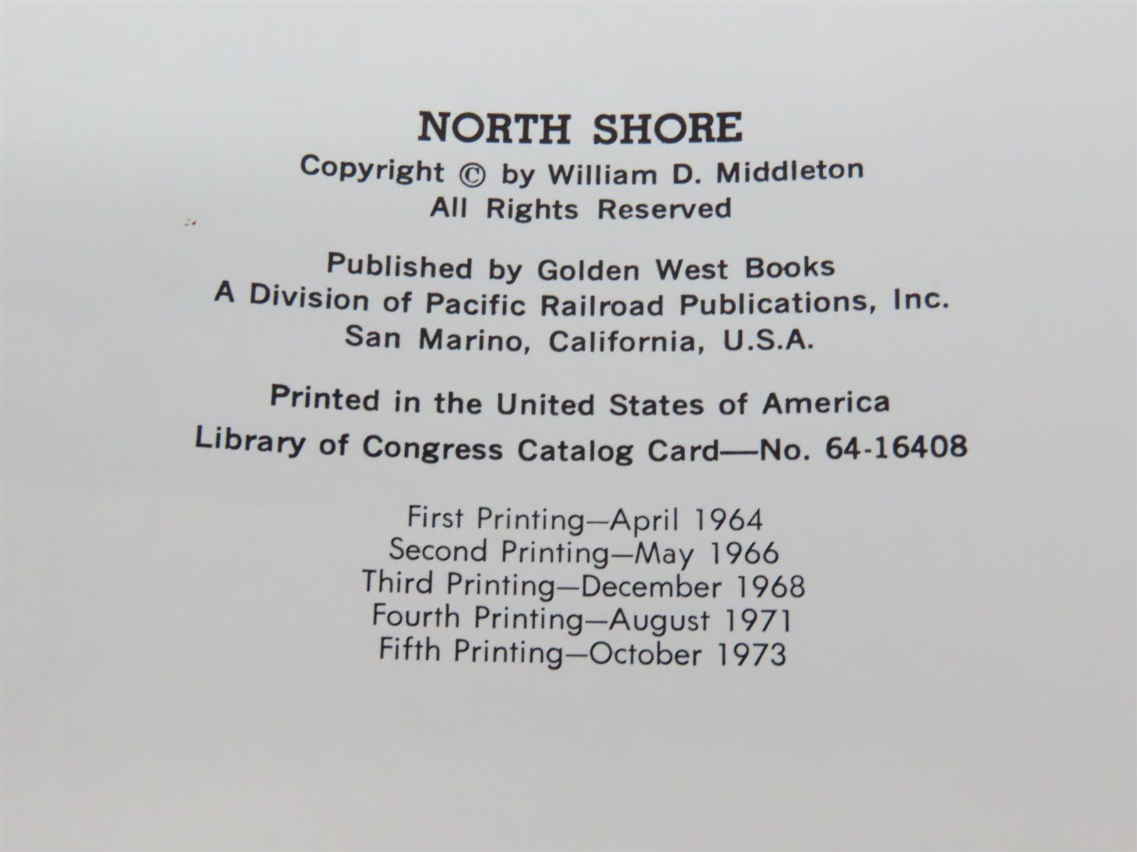 North Shore: America's Fastest Interurban by Middleton Â©1973 Reprint HC Book