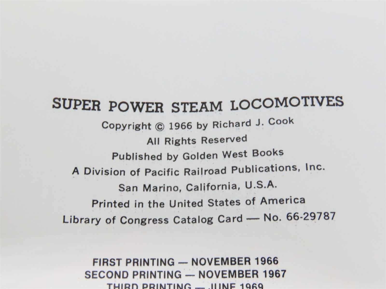 Super Power Steam Locomotives by Richard J. Cook Â©1984 HC Book