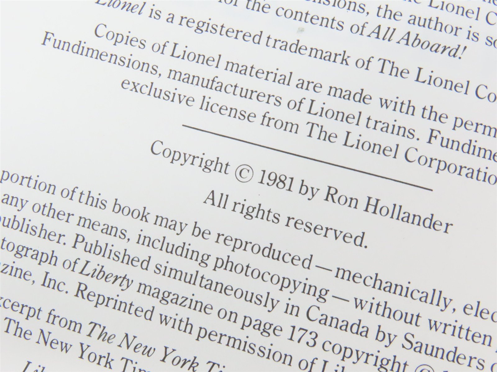 All Aboard! by Ron Hollander Â©1981 SC Book